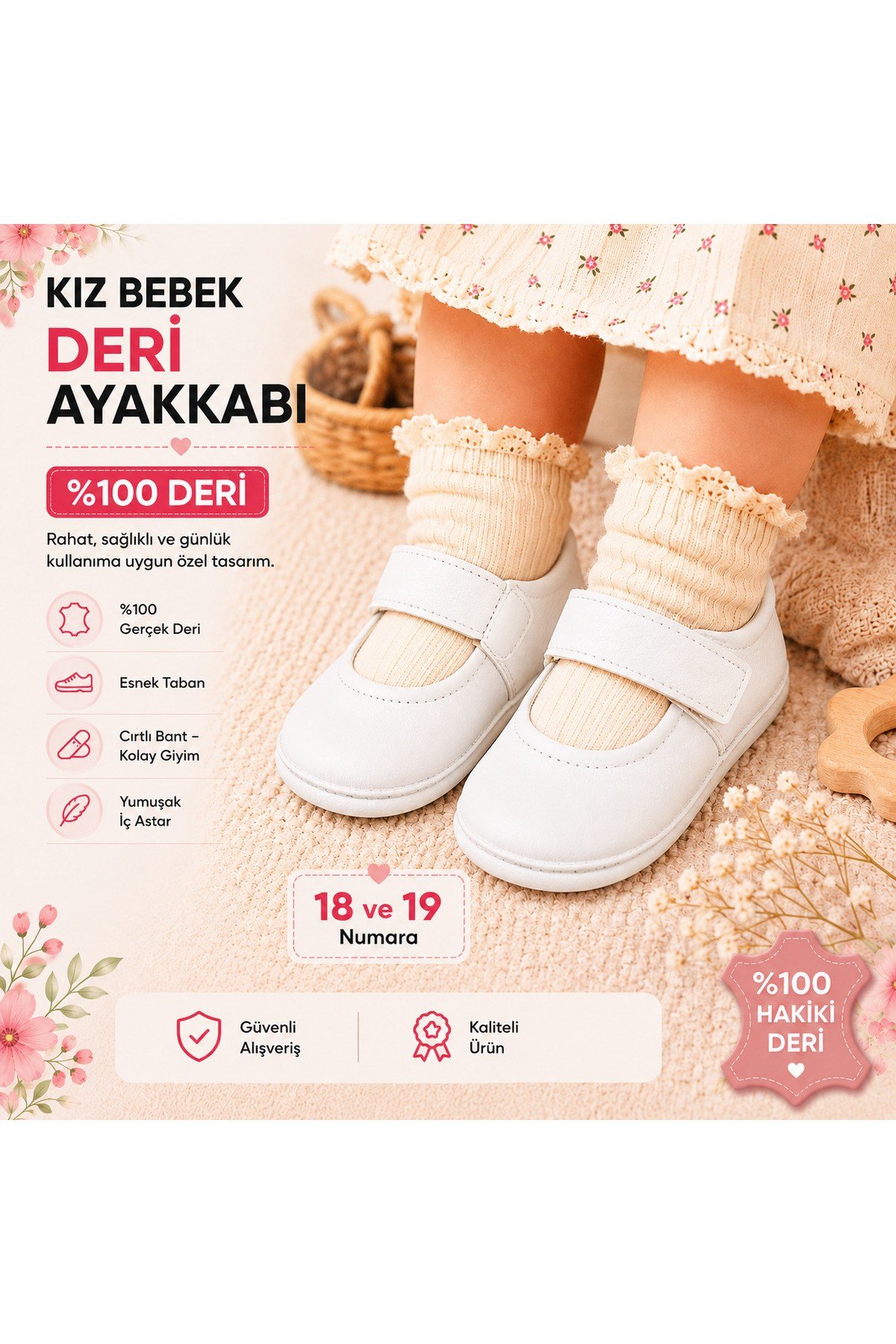 % 100 Deri Renkli Ve Kaliteli Bebe Patik & Ayakkabı ( Taban ve İç Astar Tamamen Deriden üretilmiştir.)