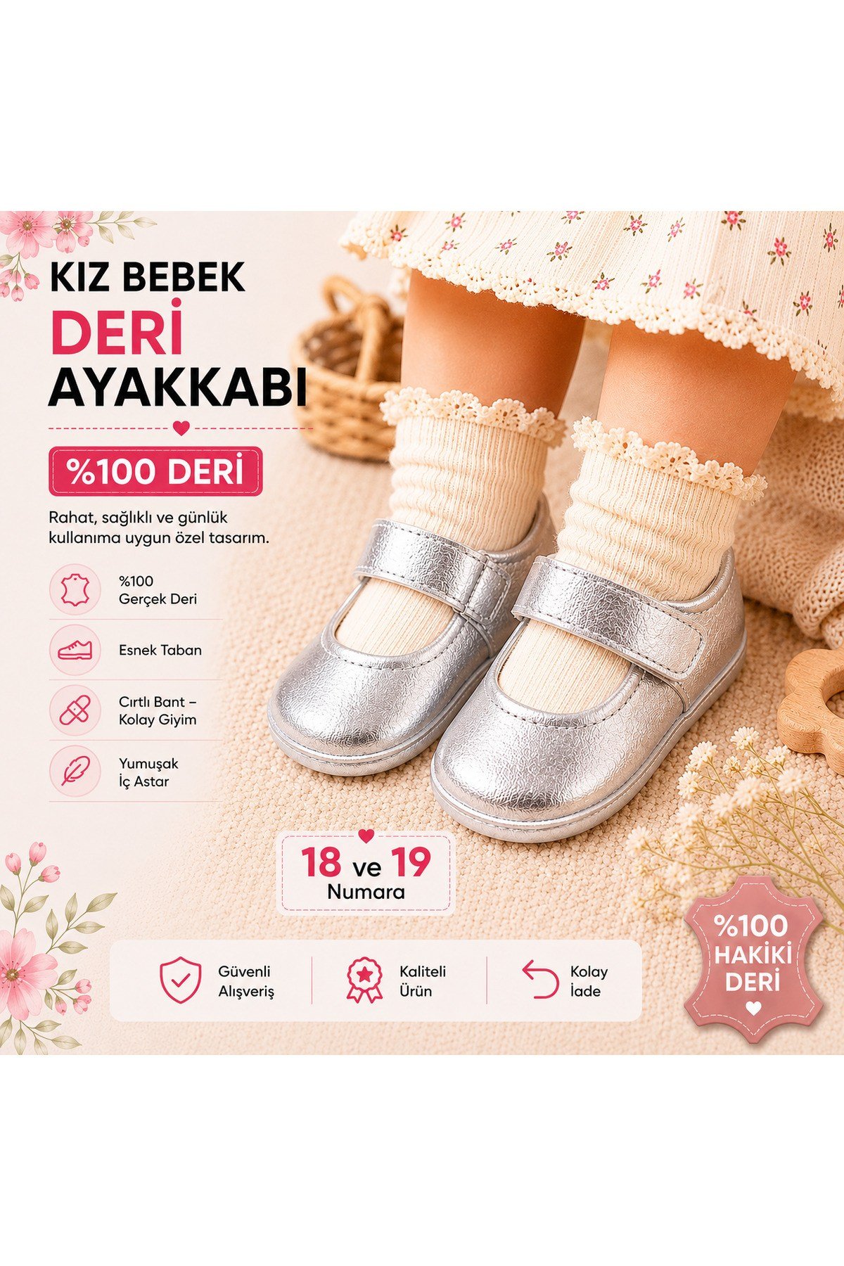 % 100 Deri Renkli Ve Kaliteli Bebe Patik & Ayakkabı ( Taban ve İç Astar Tamamen Deriden üretilmiştir.)