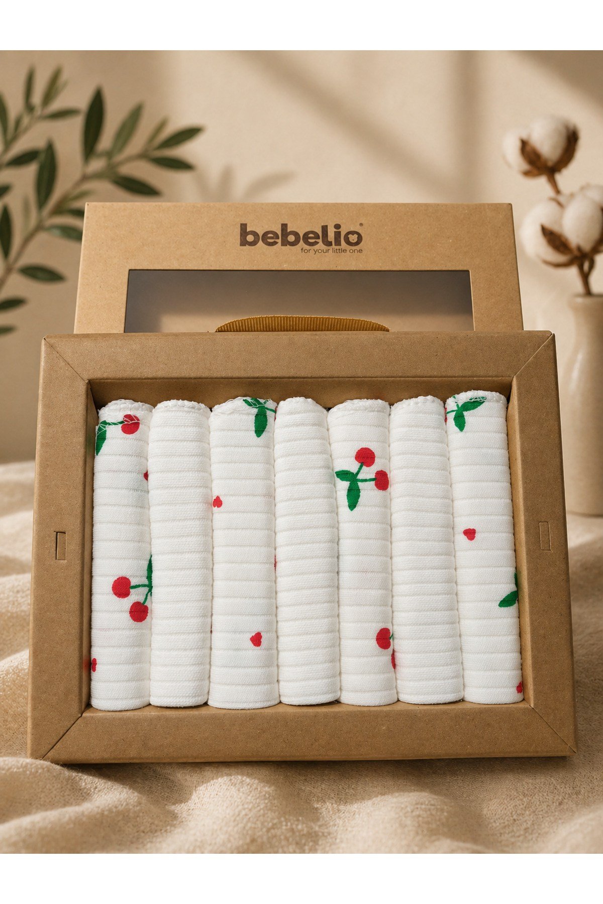 %100 Coton 7li Bebek Ağız Silme Mendili