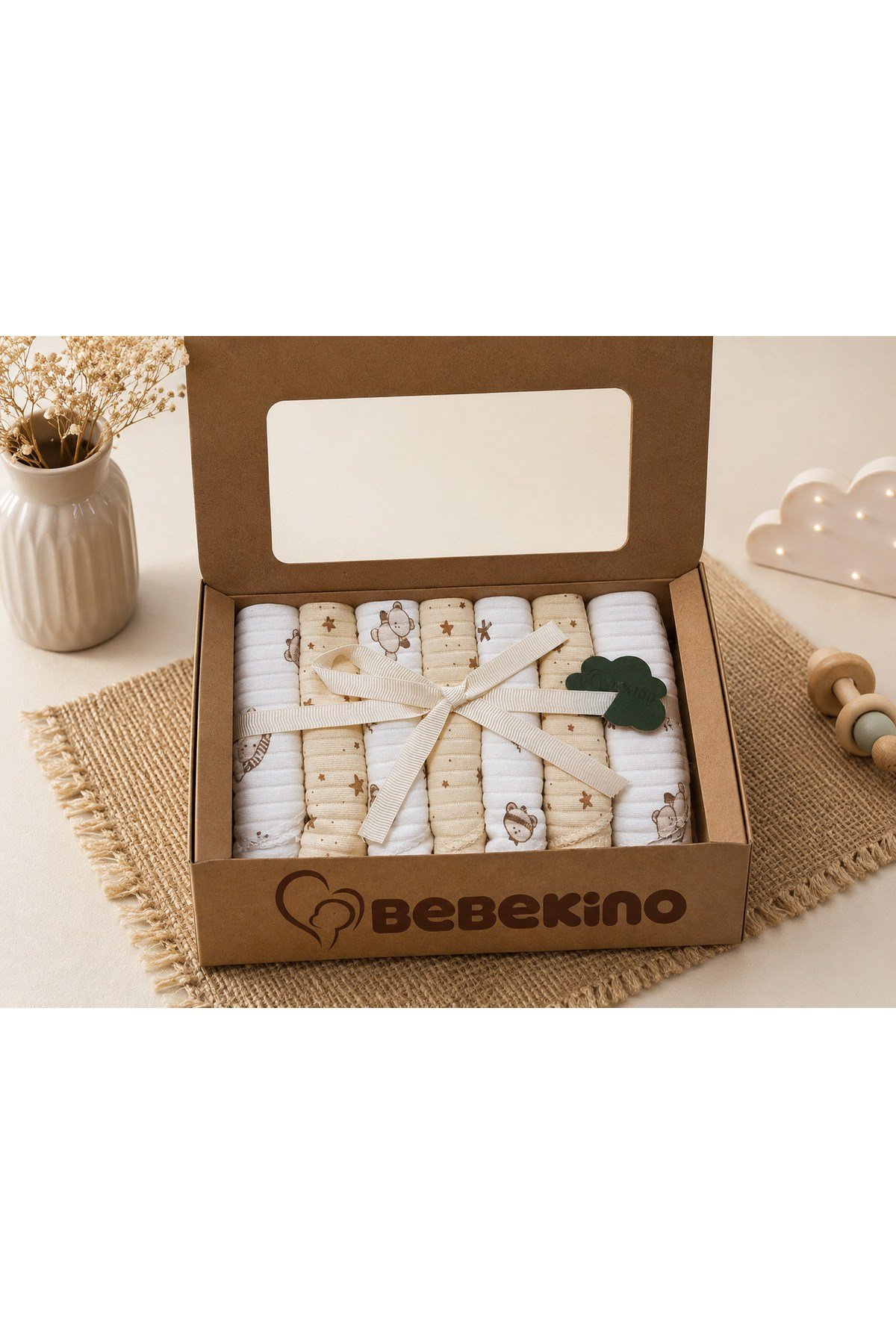 %100 Coton 7li Bebek Ağız Silme Mendili 01