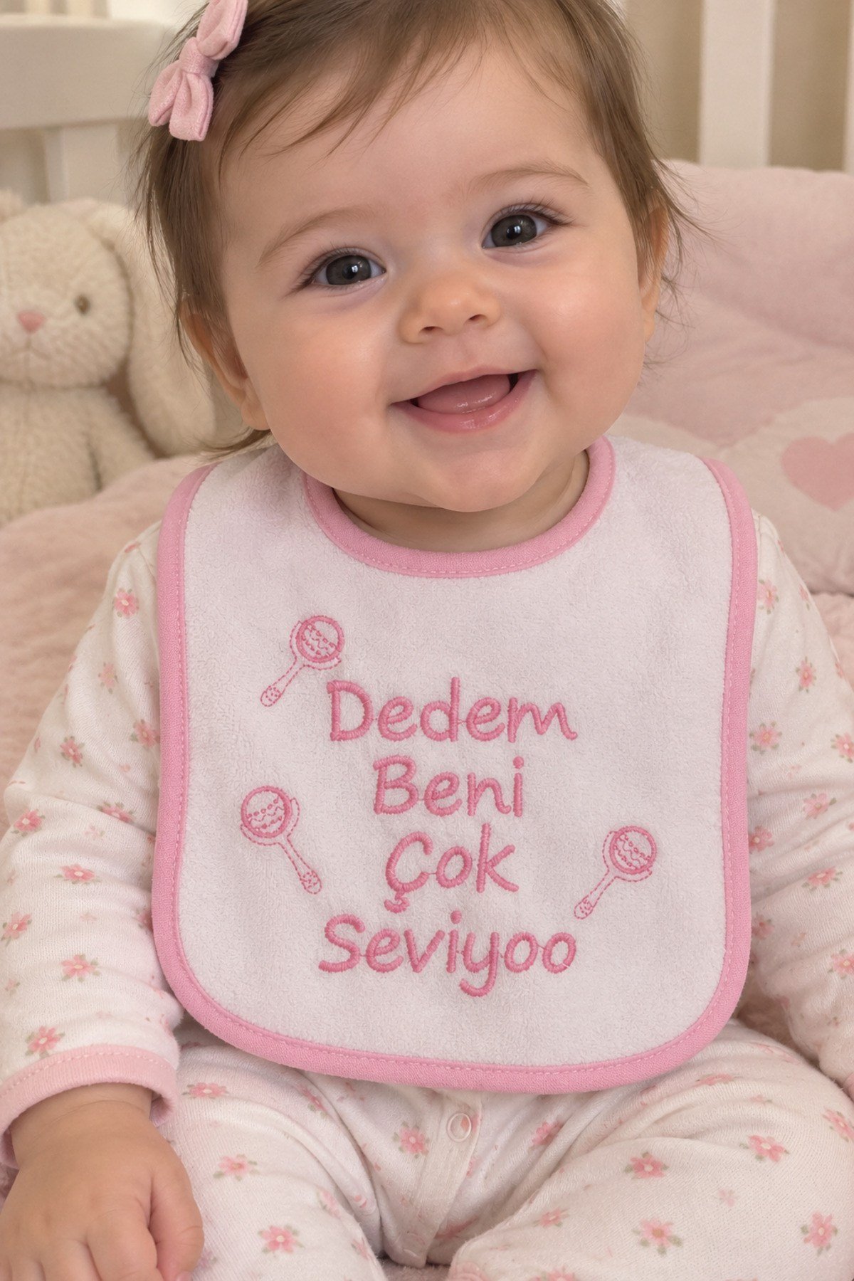 Su Geçirmez Dedem Beni Çok Seviyor Baskılı Bebek Mama Önlüğü