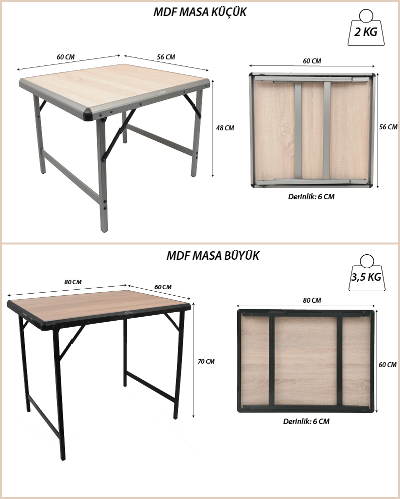 CAMPOUT KÜÇÜK MDF +2 MOGAN SANDALYE SET