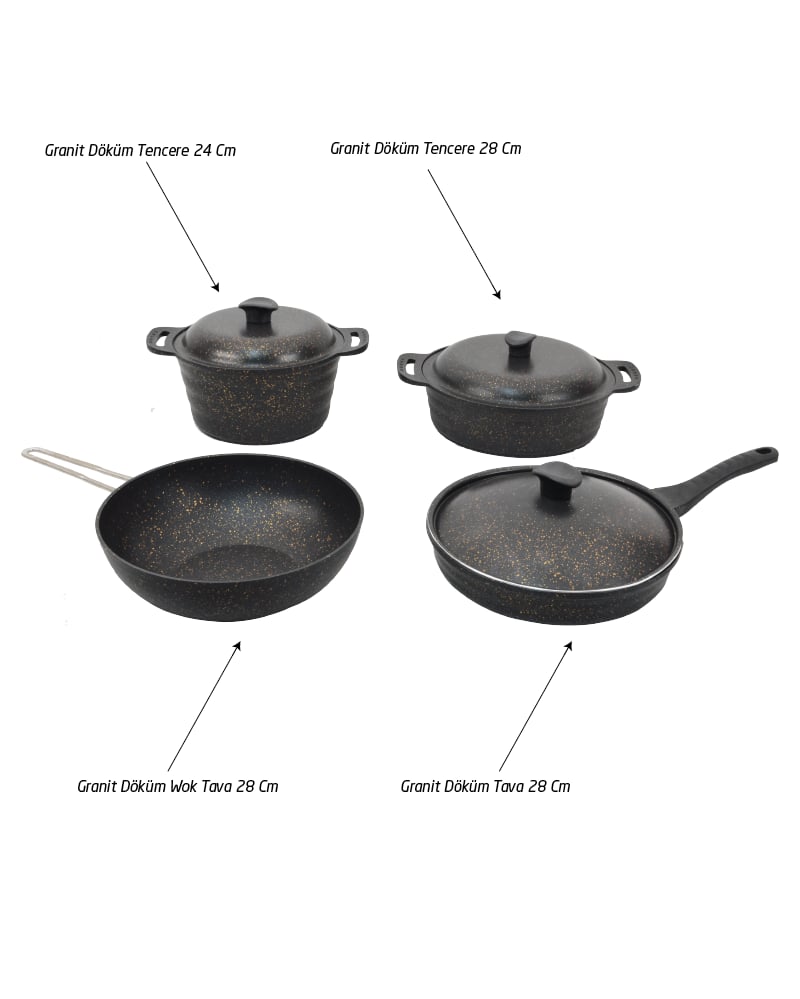 Granit Döküm Tencere Tava Set
