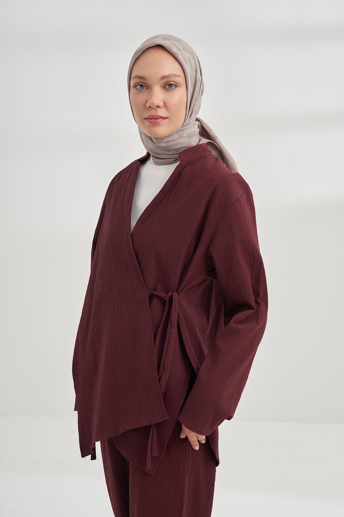 COTTON MONOGRAM GEOMETRİK DESEN EŞARP - AÇIK VİZON