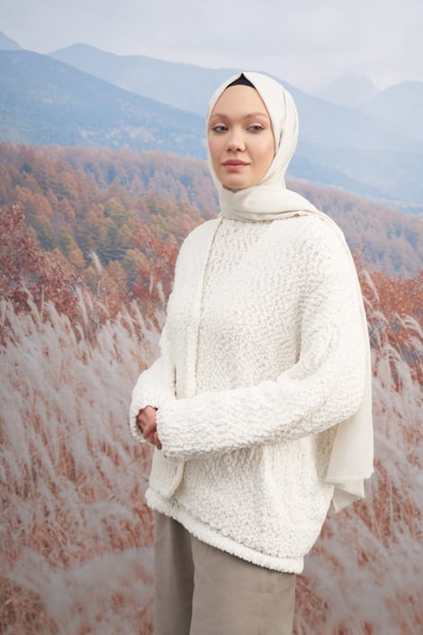 COTTON MONOGRAM ŞAL -KREM