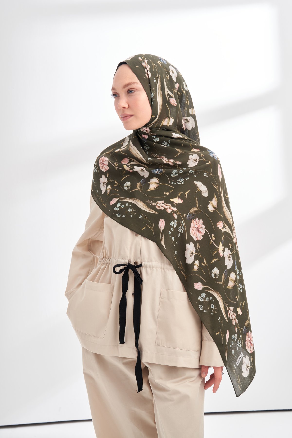 FLORAL ARCHIVE ROSALIE DESEN ŞAL - HAKİ