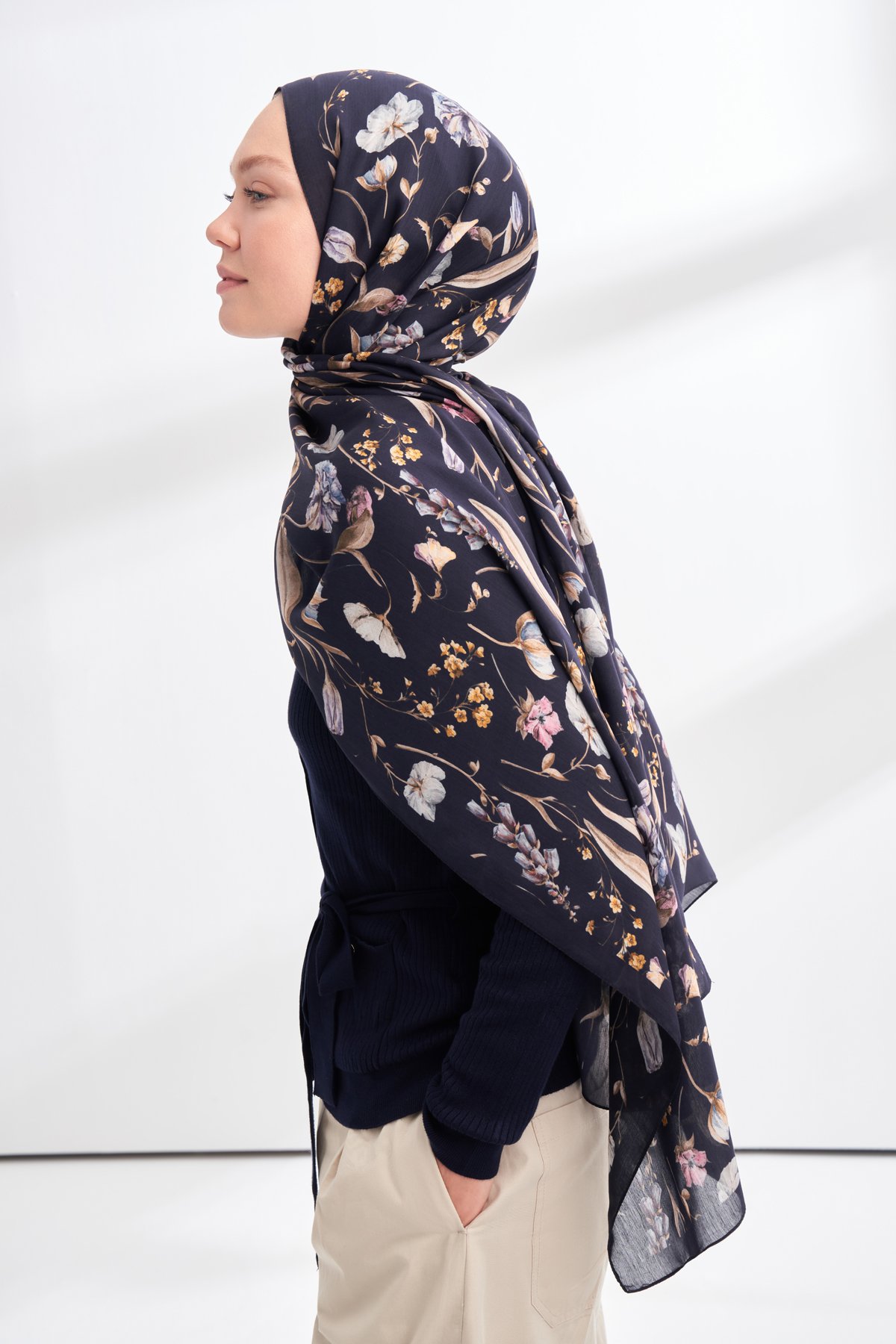 FLORAL ARCHIVE ROSALIE DESEN ŞAL -  LACİVERT