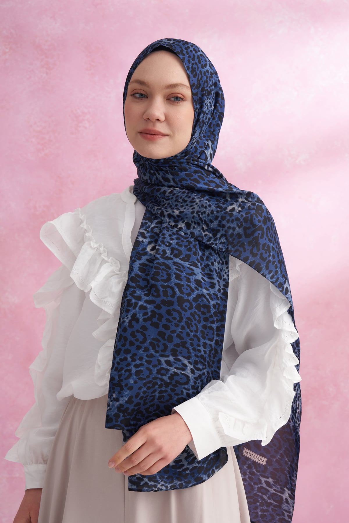 LEOPAR VUAL CLASSIC DESEN ŞAL - LACİVERT