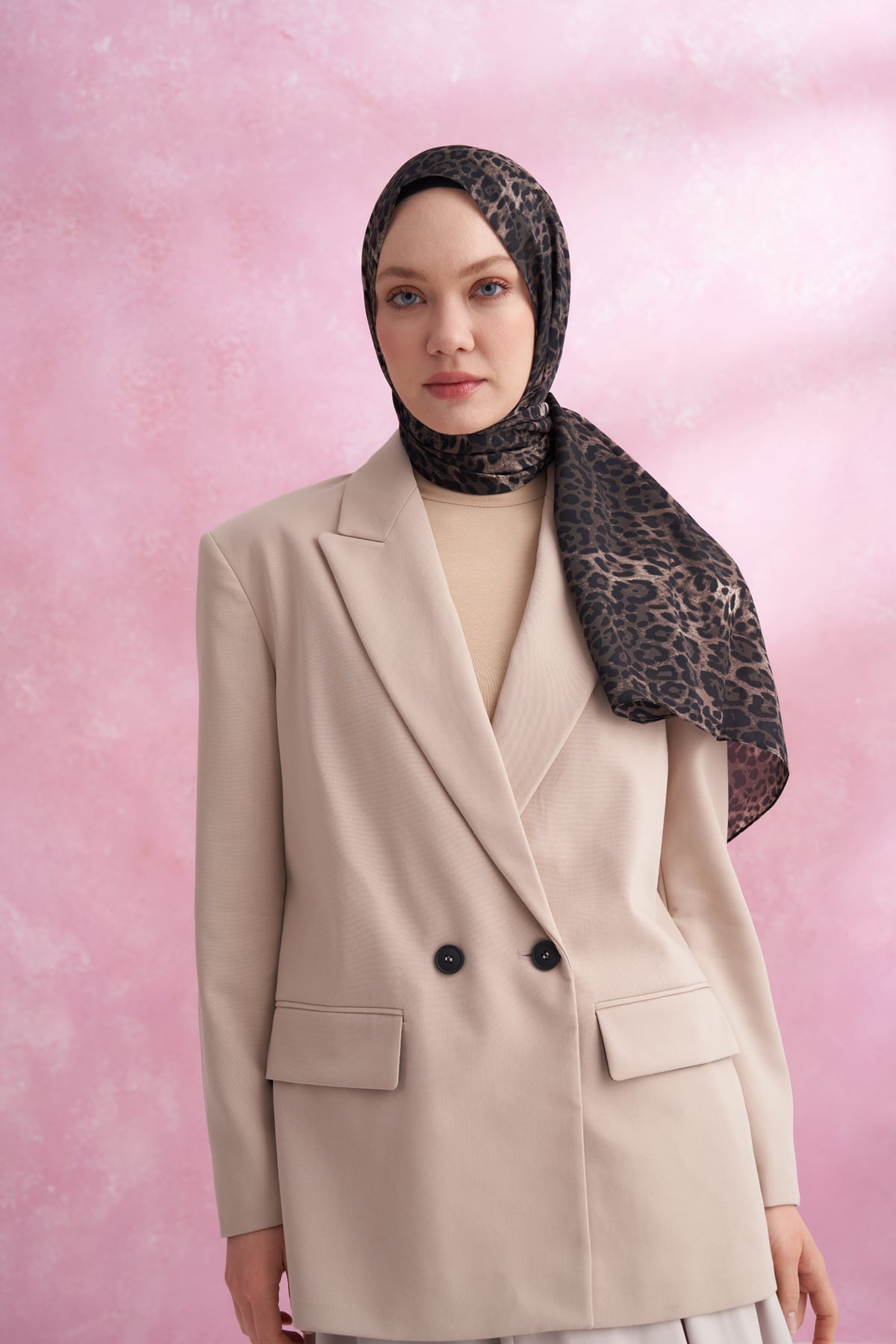 LEOPAR VUAL CLASSIC DESEN ŞAL - VİZON