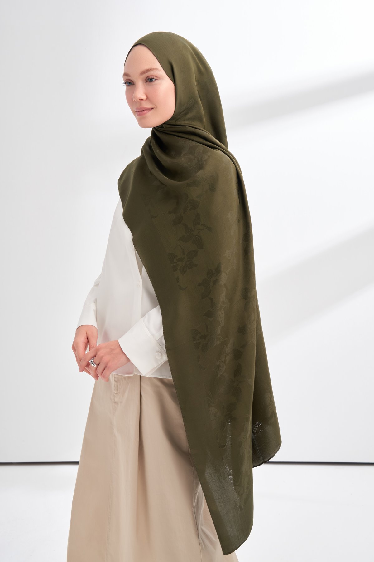 MAREN DESEN FLOŞ VİSKON ŞAL - HAKİ