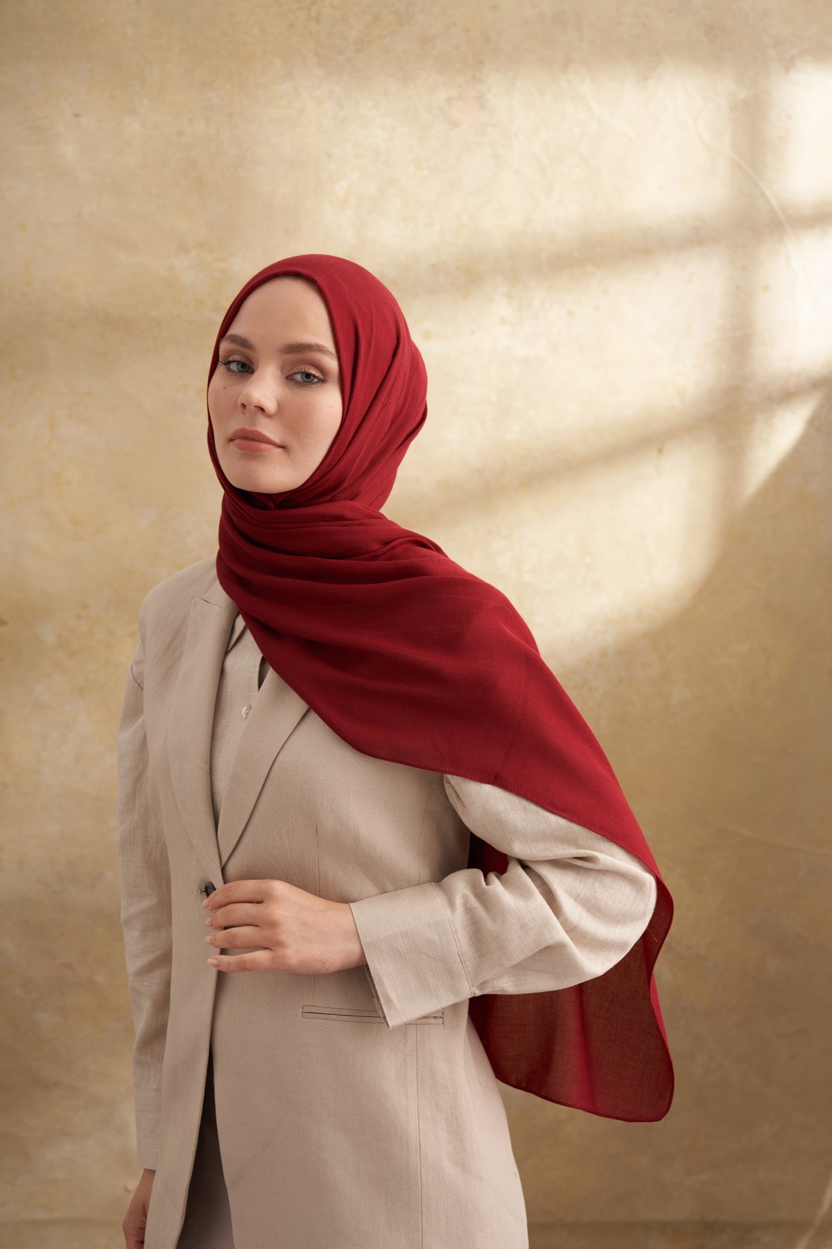 PAMUK MODAL ADEN DESEN ŞAL - BORDO