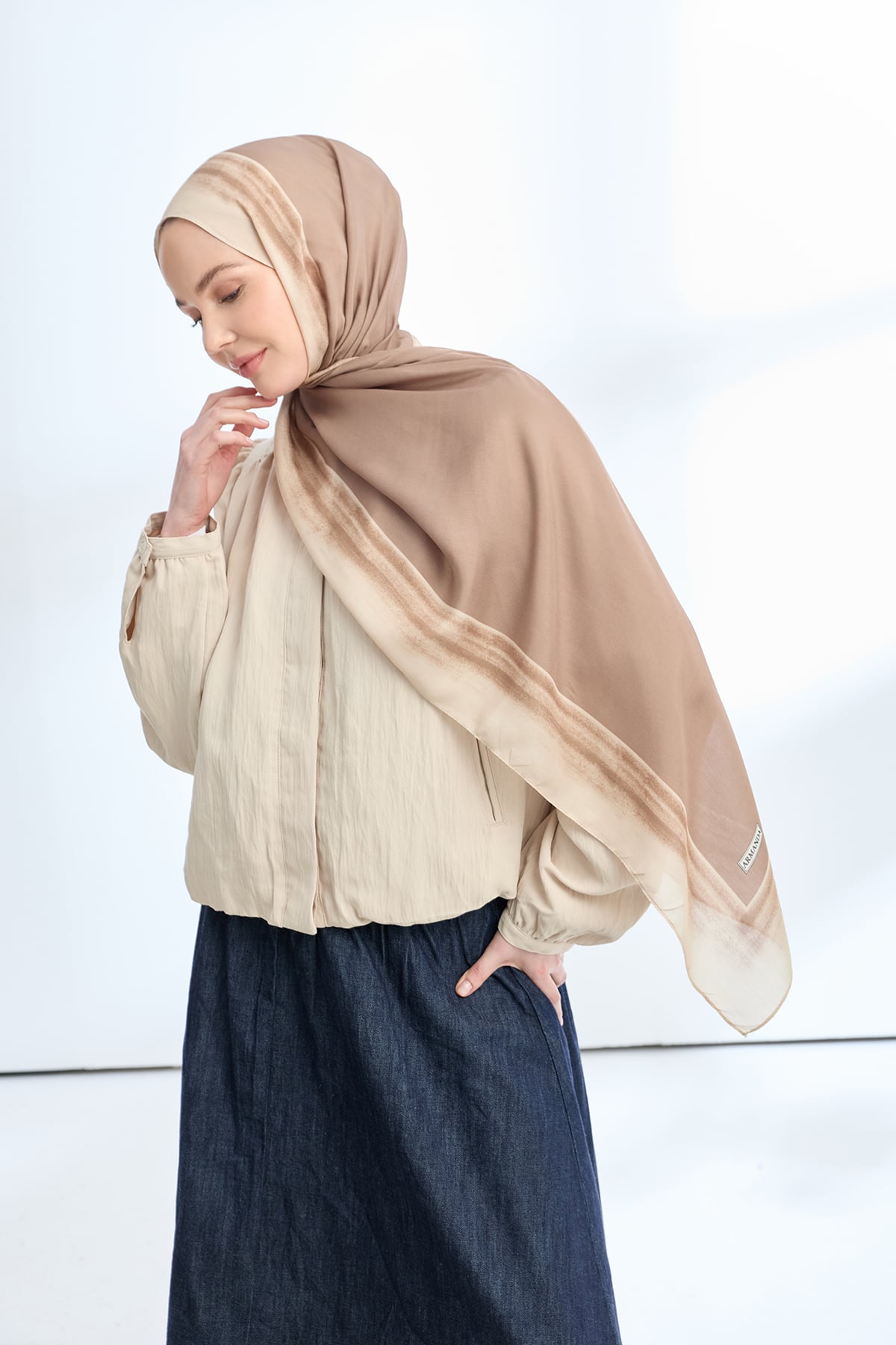 SOFT BLUSH FLOŞ VİSKON ŞAL - VİZON