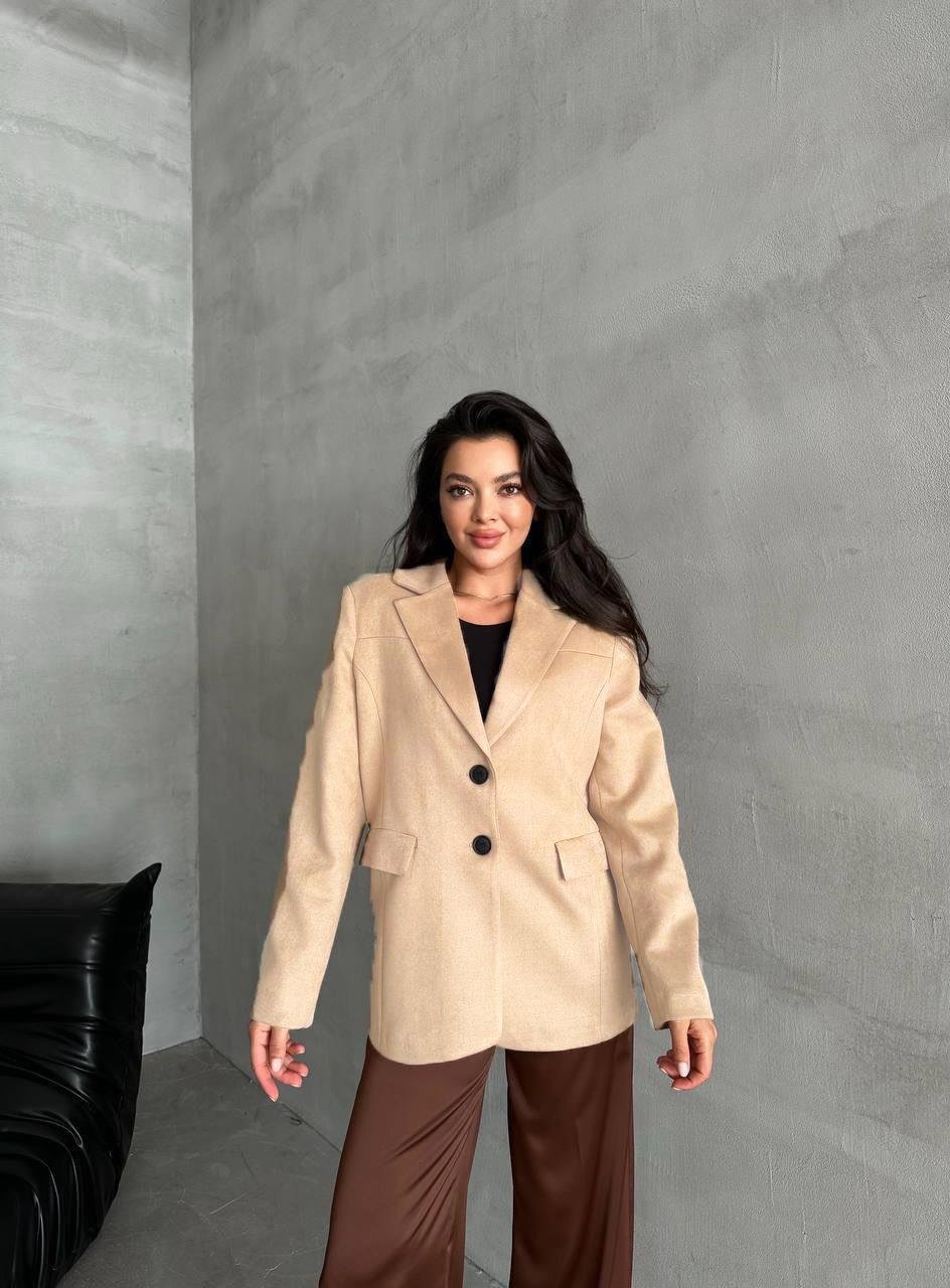 Bej Renk Süet Blazer Ceket