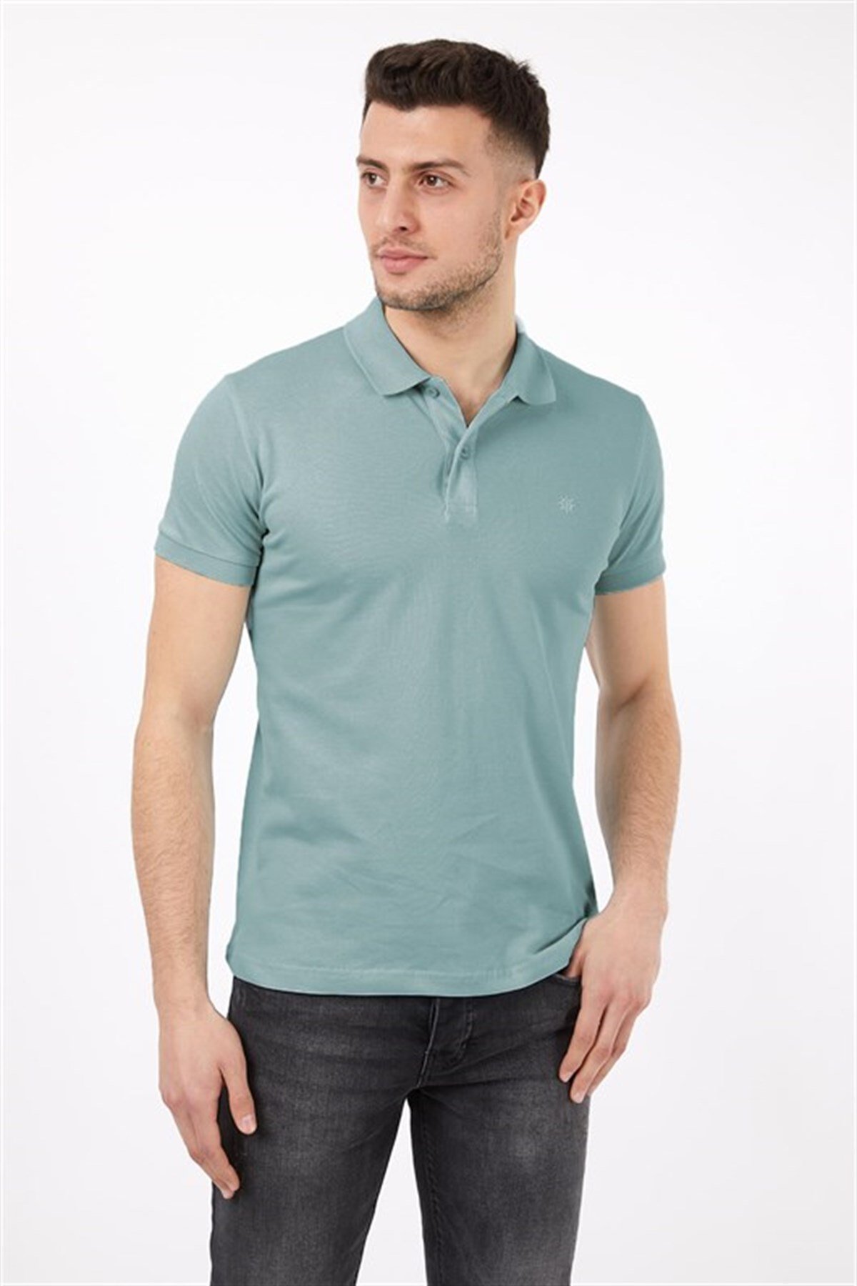 Koyu Mint Renk Polo Yaka Erkek Tişört