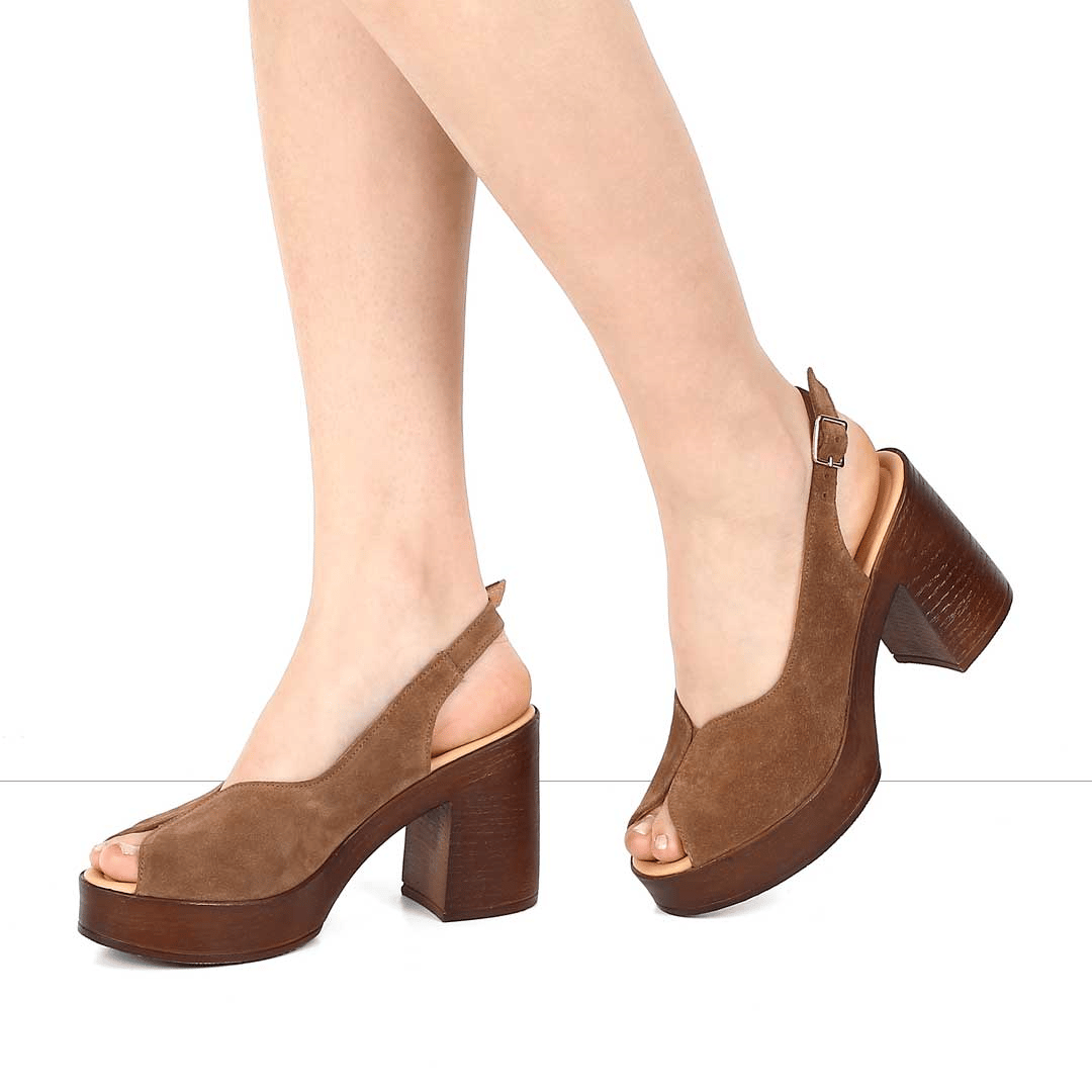 Celal Gültekin Taba Celal Gültekin Taba Kadın Platform Topuklu Süet Deri Sandalet