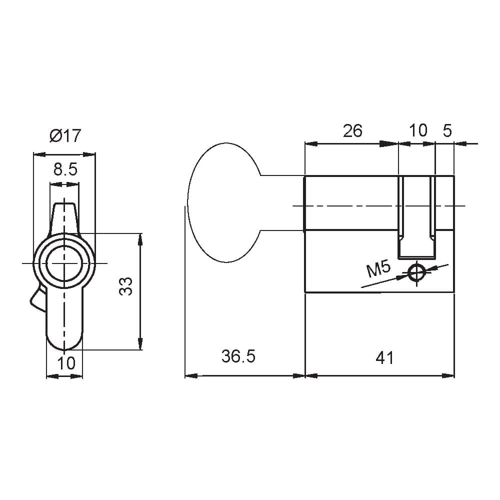 Kale Yarım Mandallı Silindir 05+10+26 mm 41 mm Nikel
