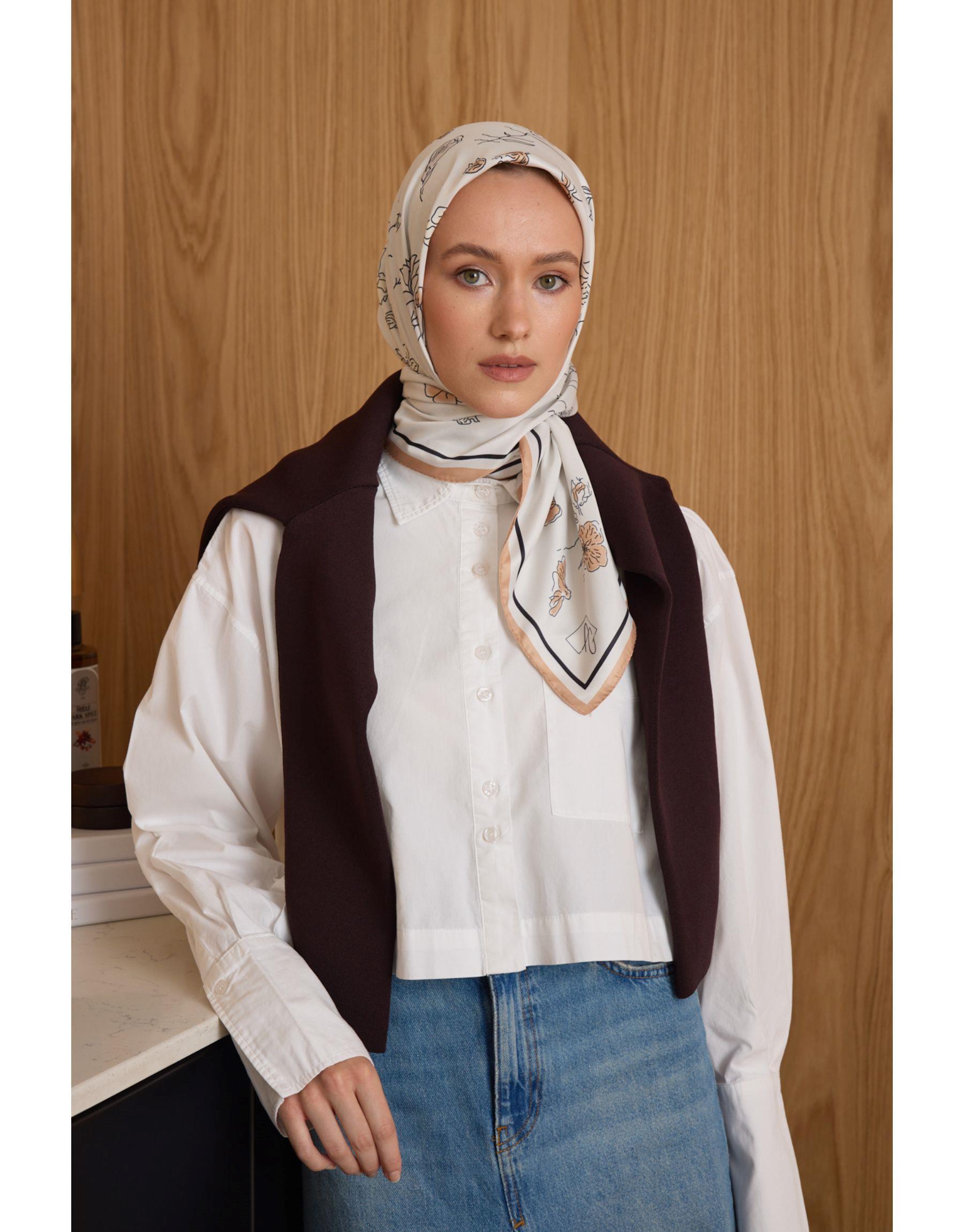 Krem Manolya Twill Eşarp