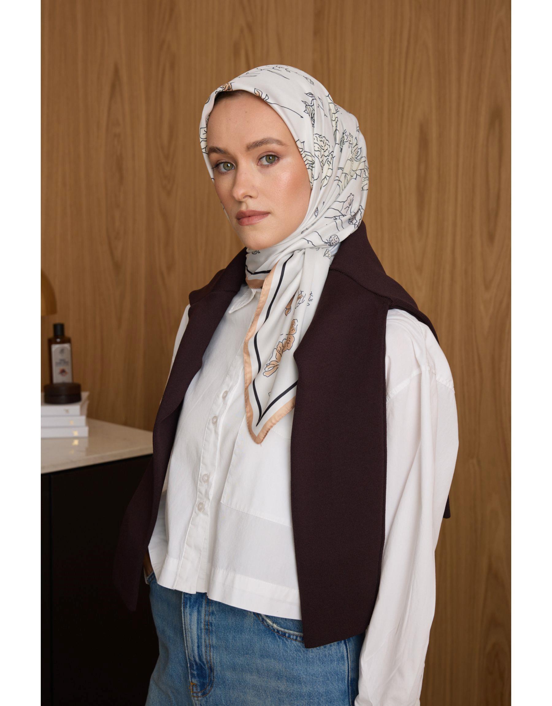 Krem Manolya Twill Eşarp