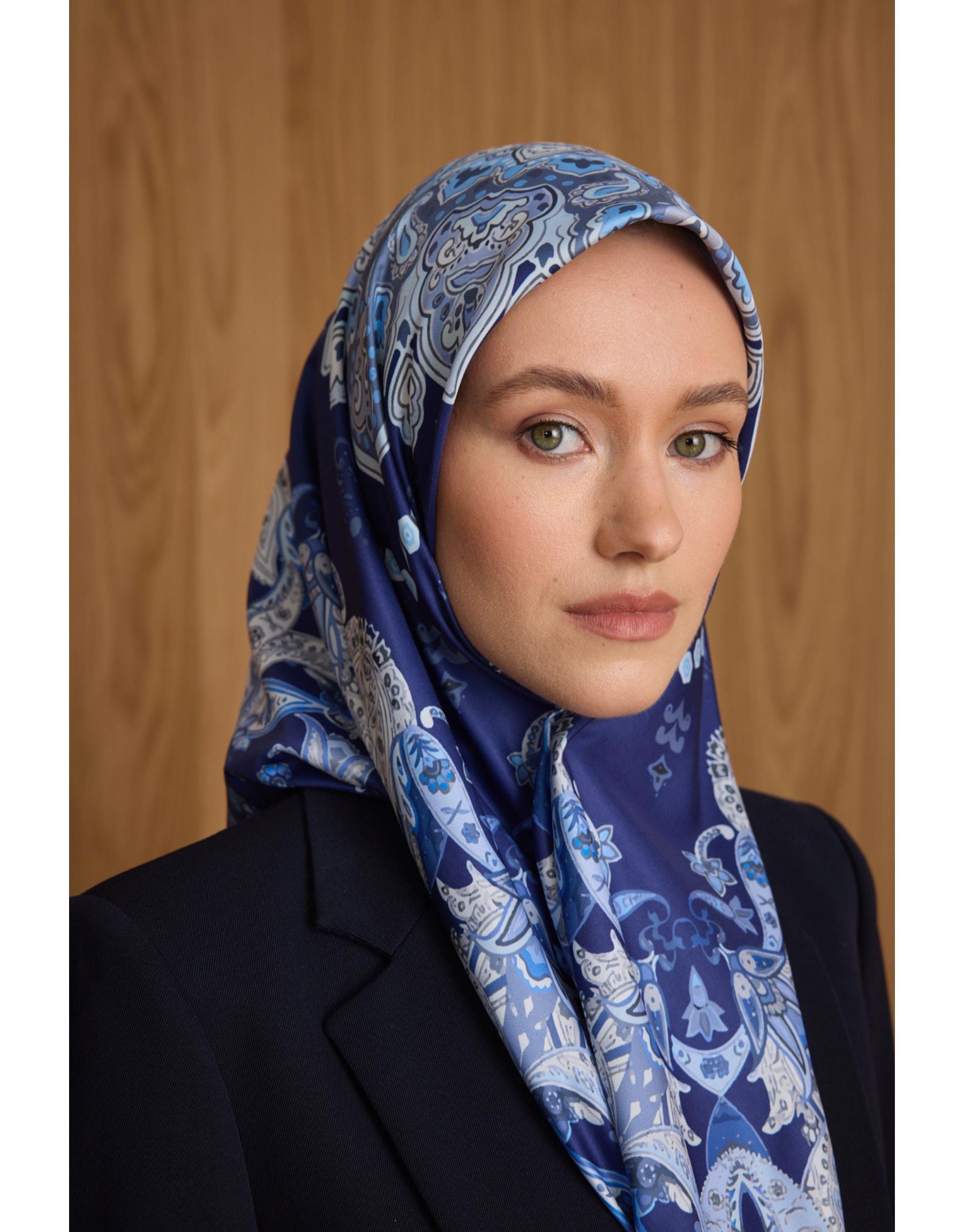 Lacivert Elva Twill Eşarp