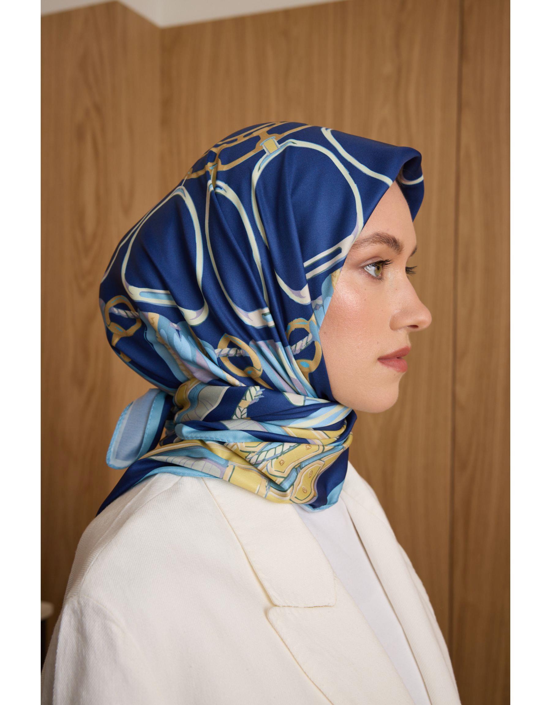 Lacivert Fera Twill Eşarp