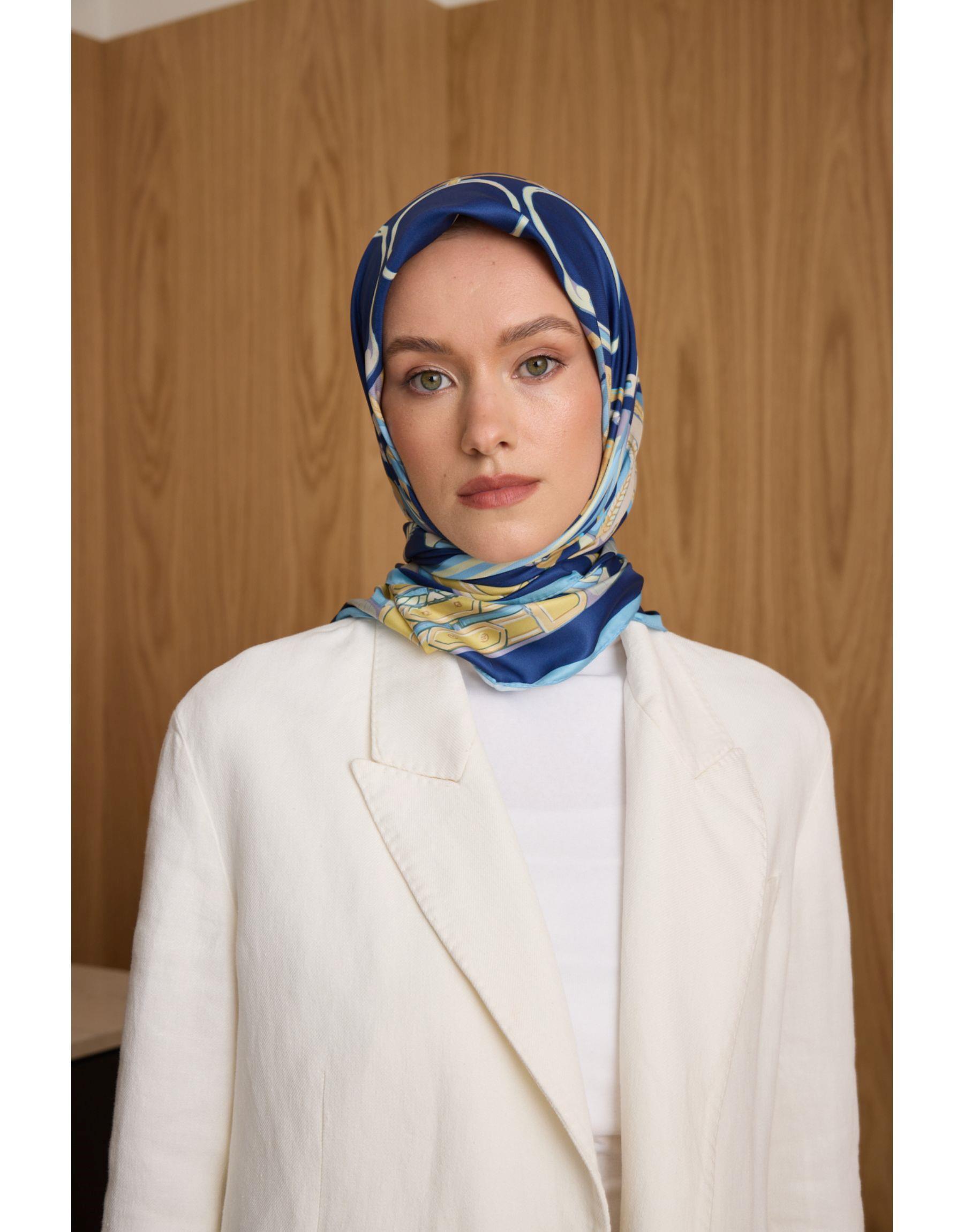 Lacivert Fera Twill Eşarp