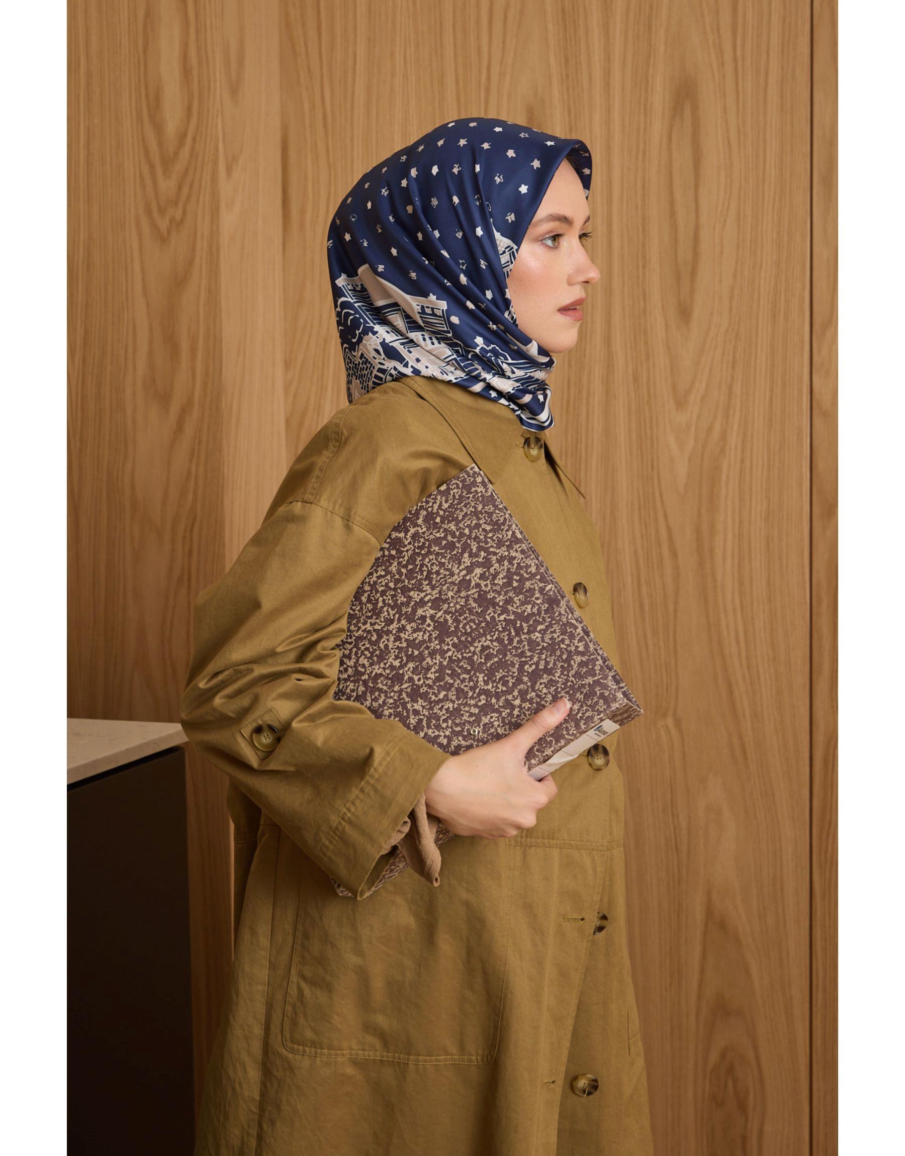 Lacivert Windy Twill Eşarp