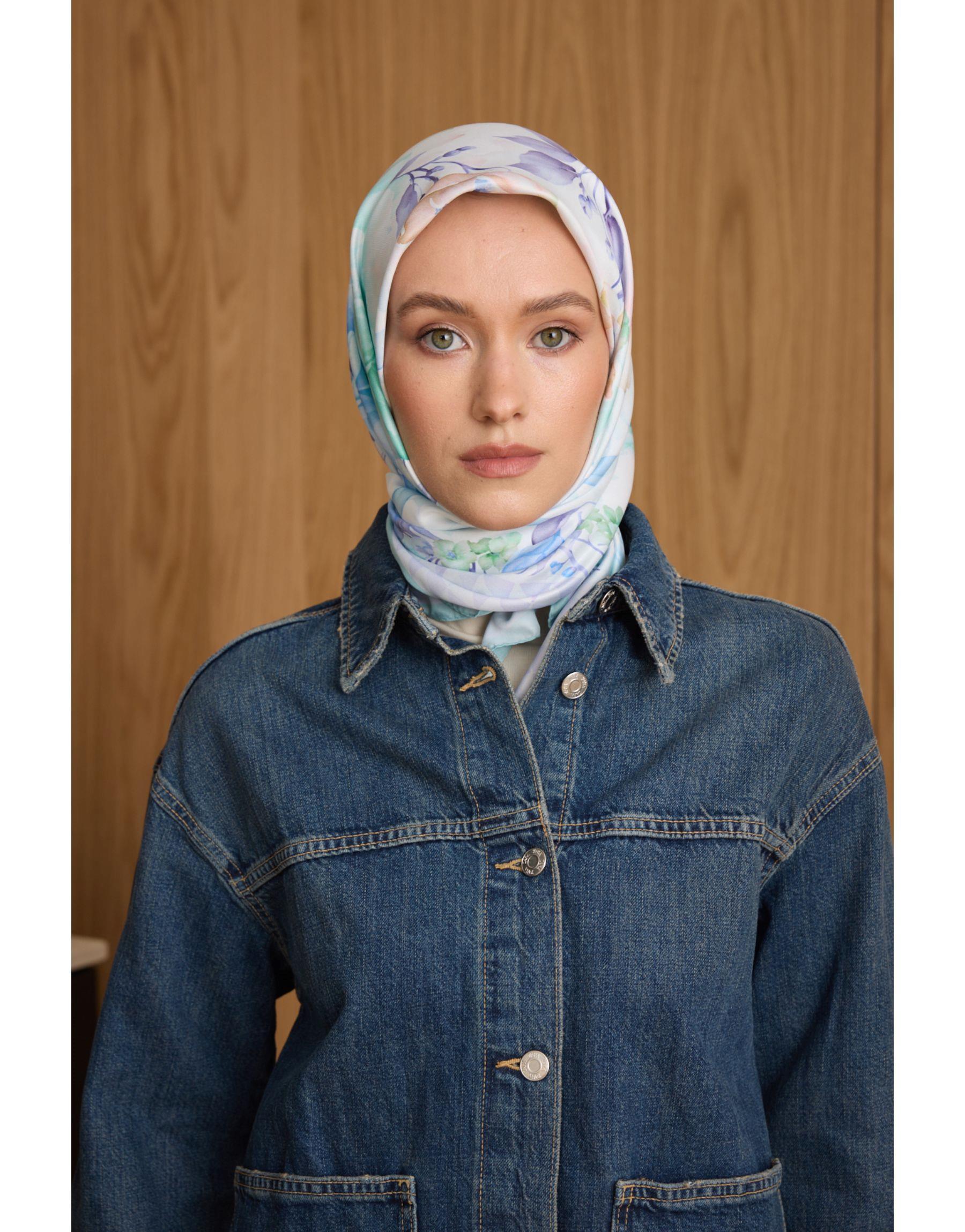 Mint Yeşil Gül Twill Eşarp