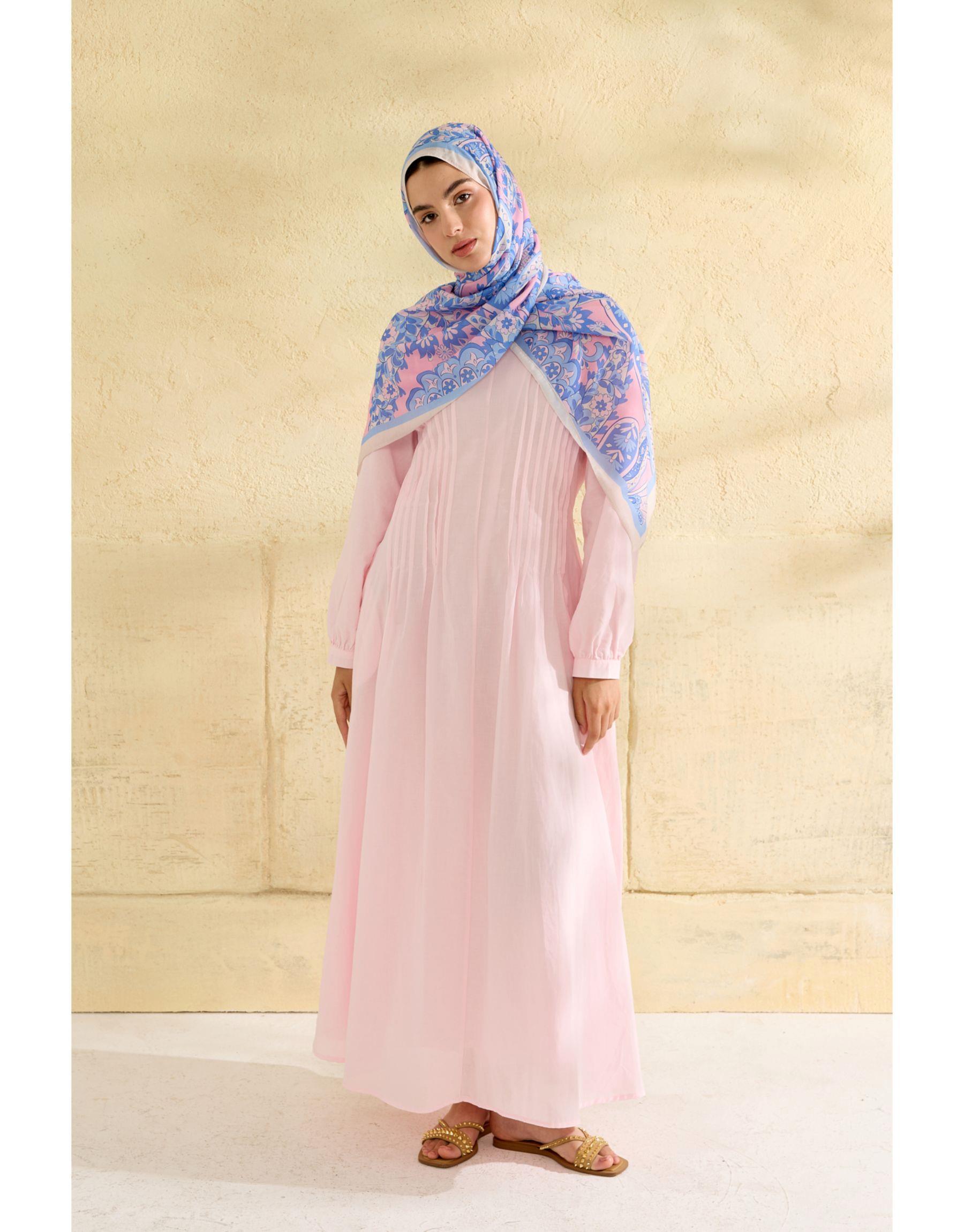 Pembe Flora Desenli Şal