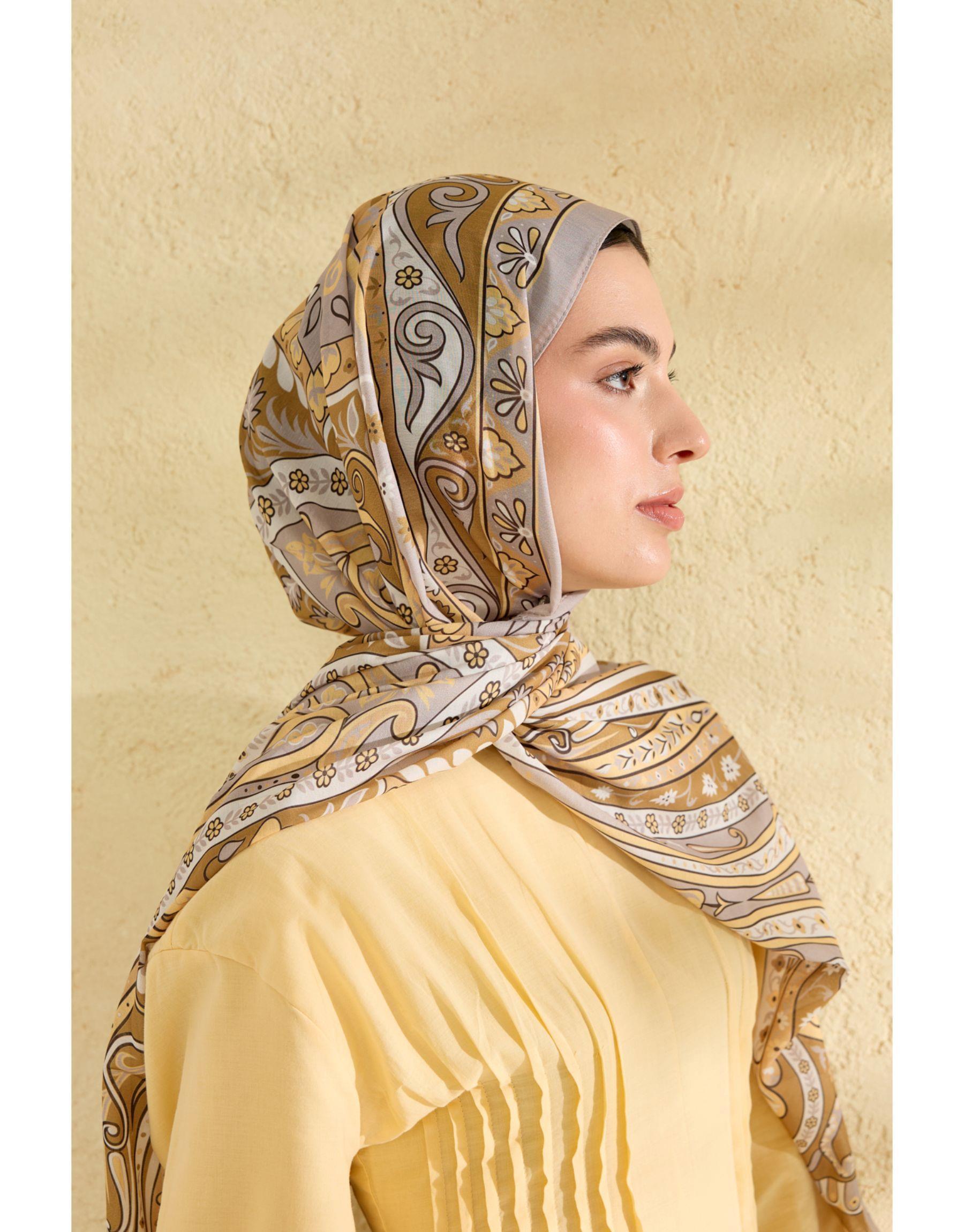 Sarı Luna Desenli Şal