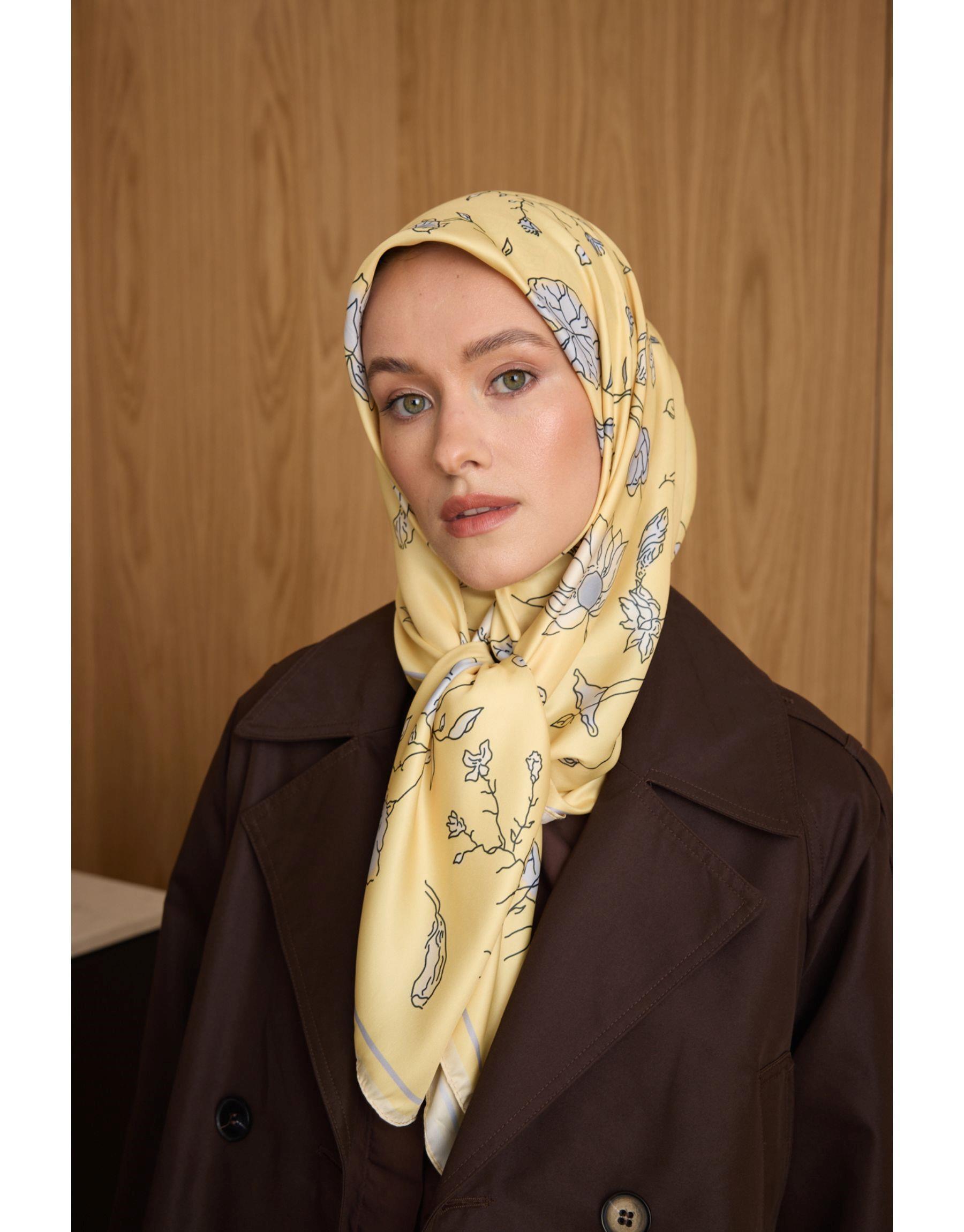 Sarı Manolya Twill Eşarp