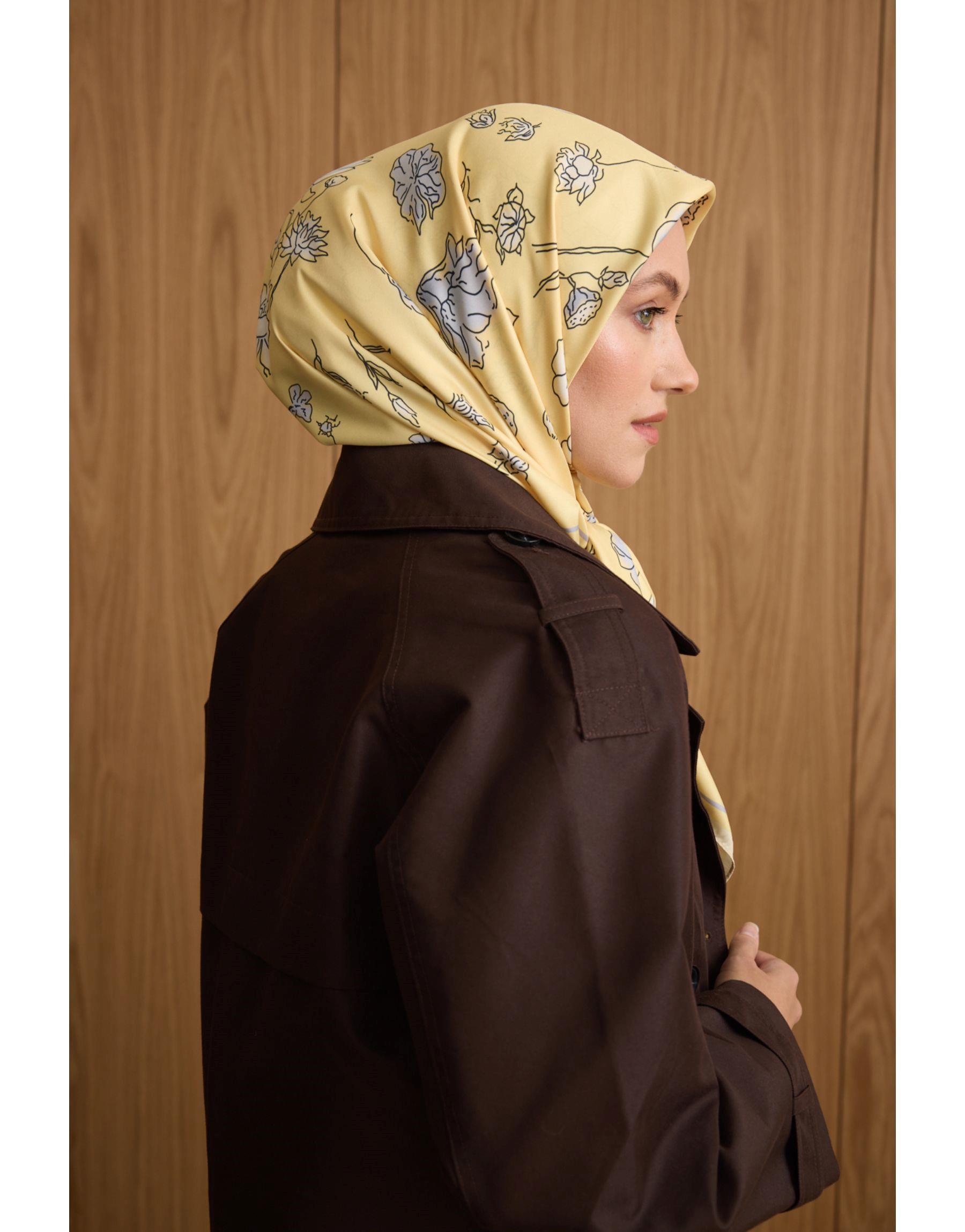 Sarı Manolya Twill Eşarp