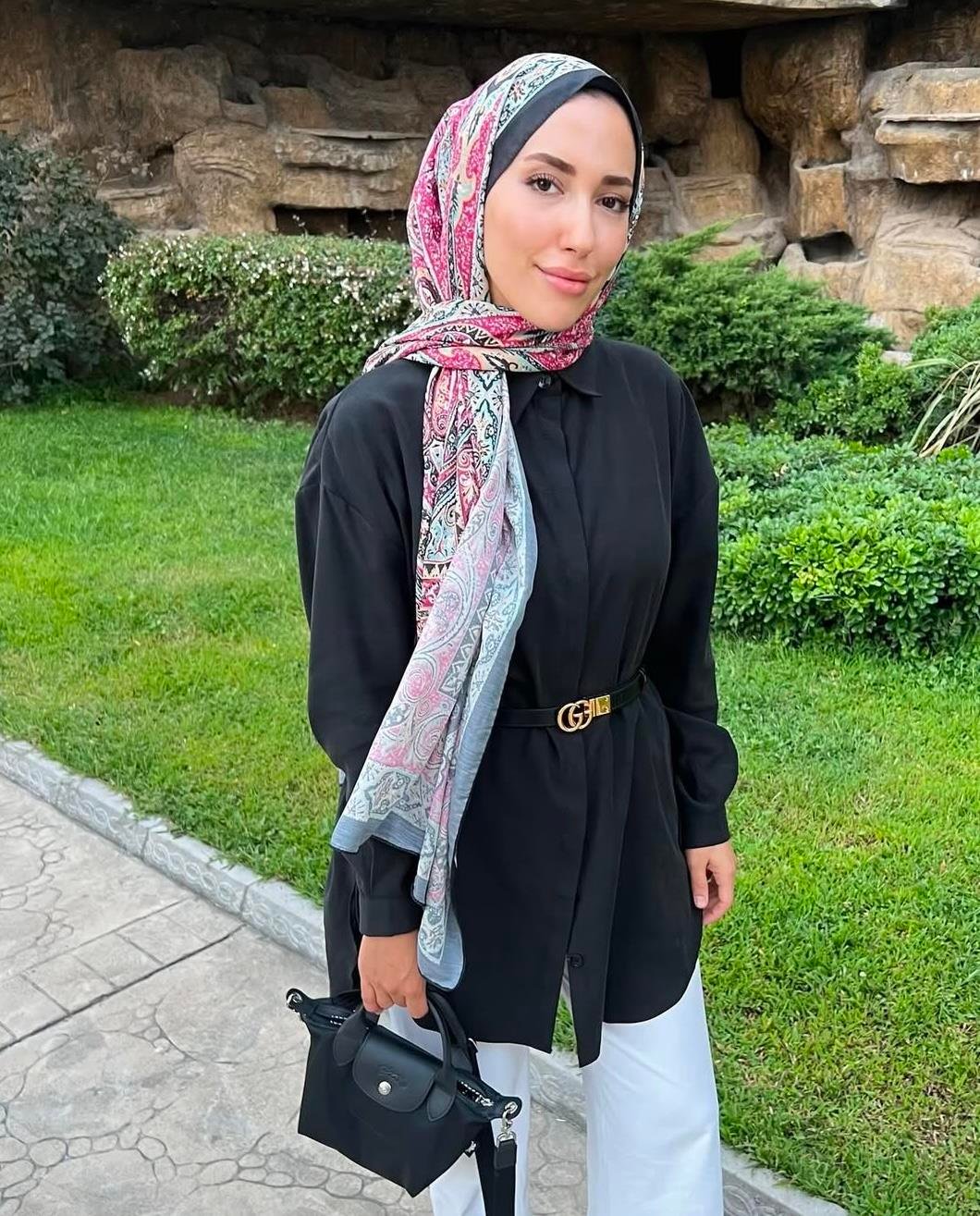 Siyah Rosse Desen Şal
