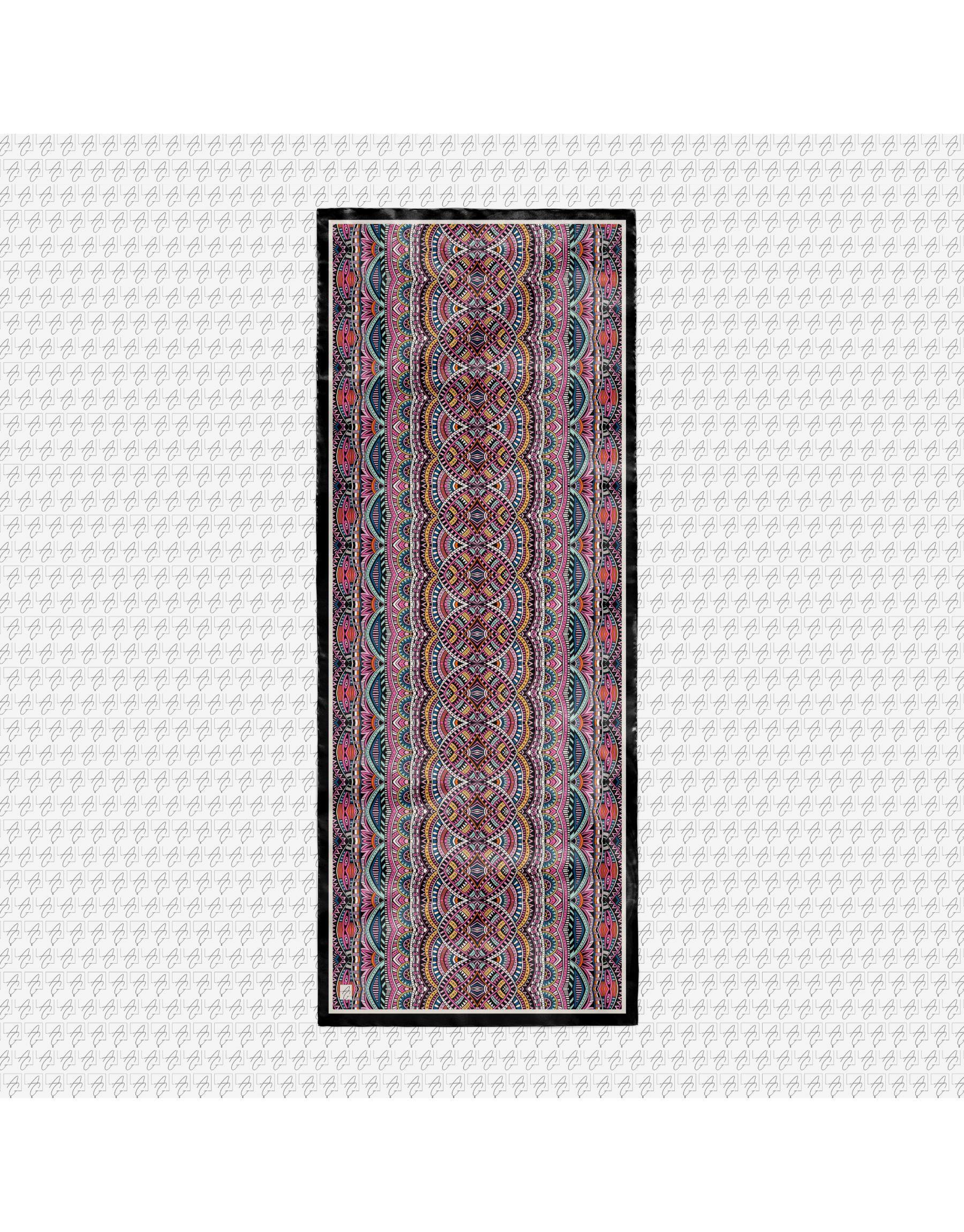 Siyah Sakura Desenli Şal