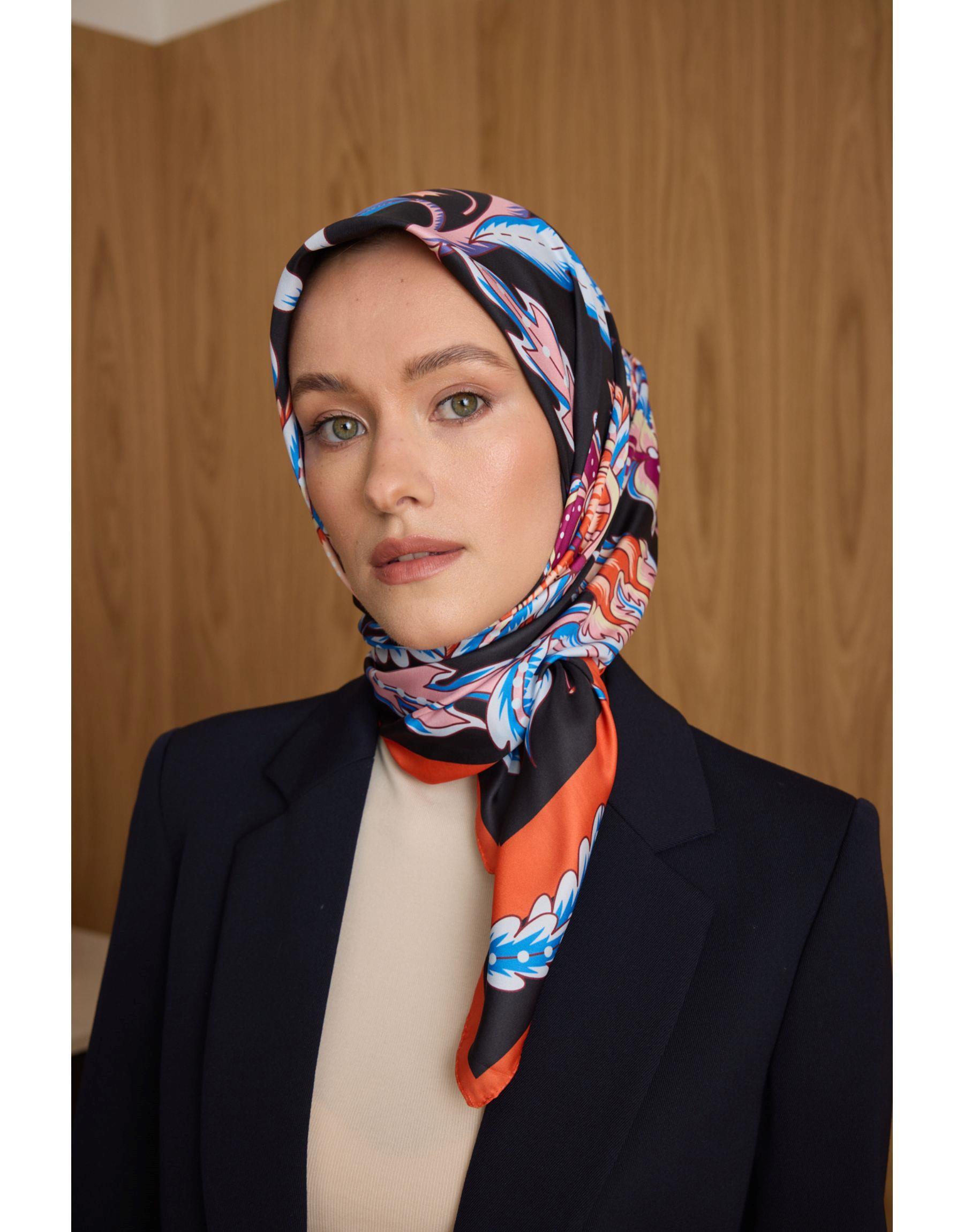 Turuncu Açelya Twill Eşarp