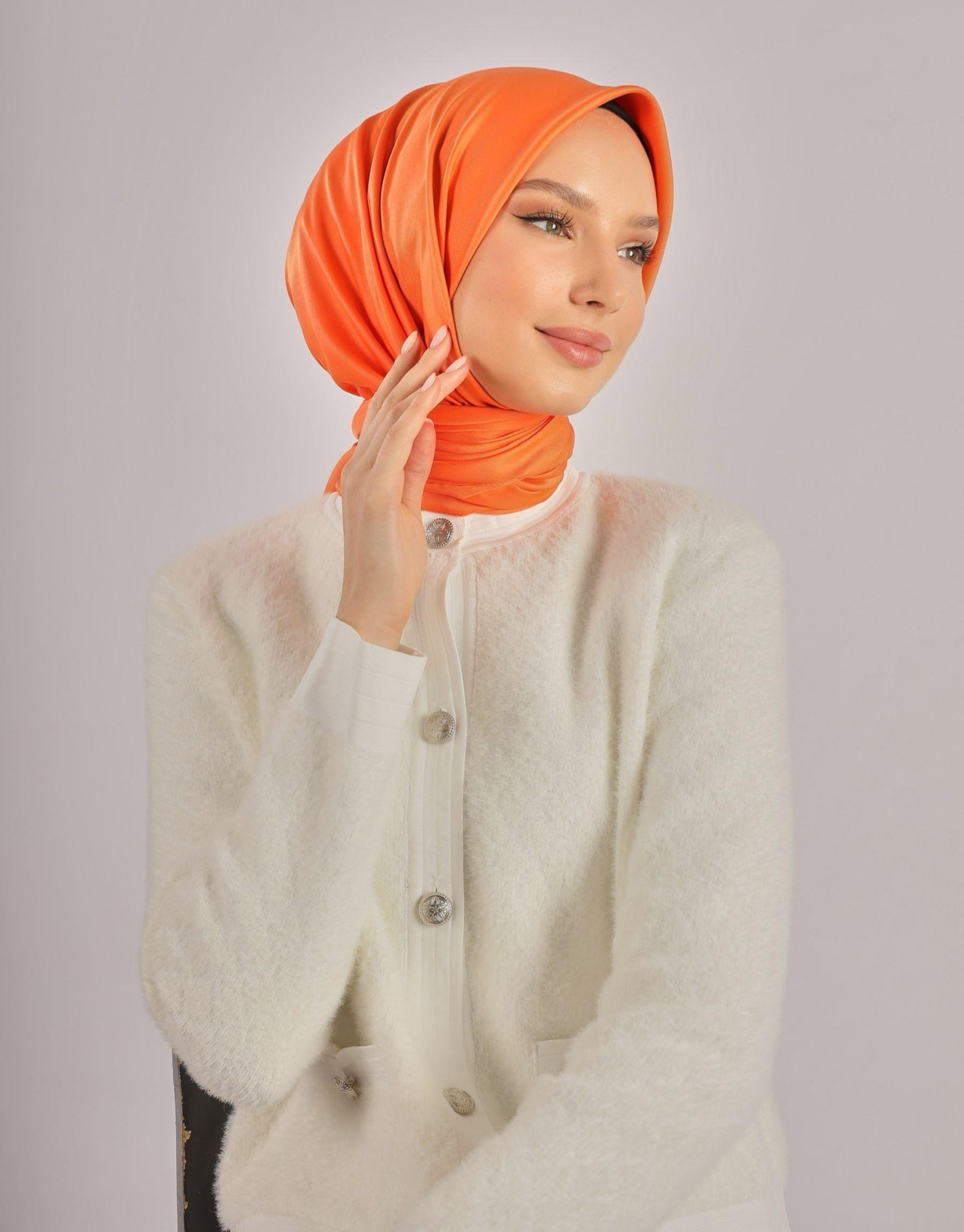 Turuncu Düz Twill Eşarp