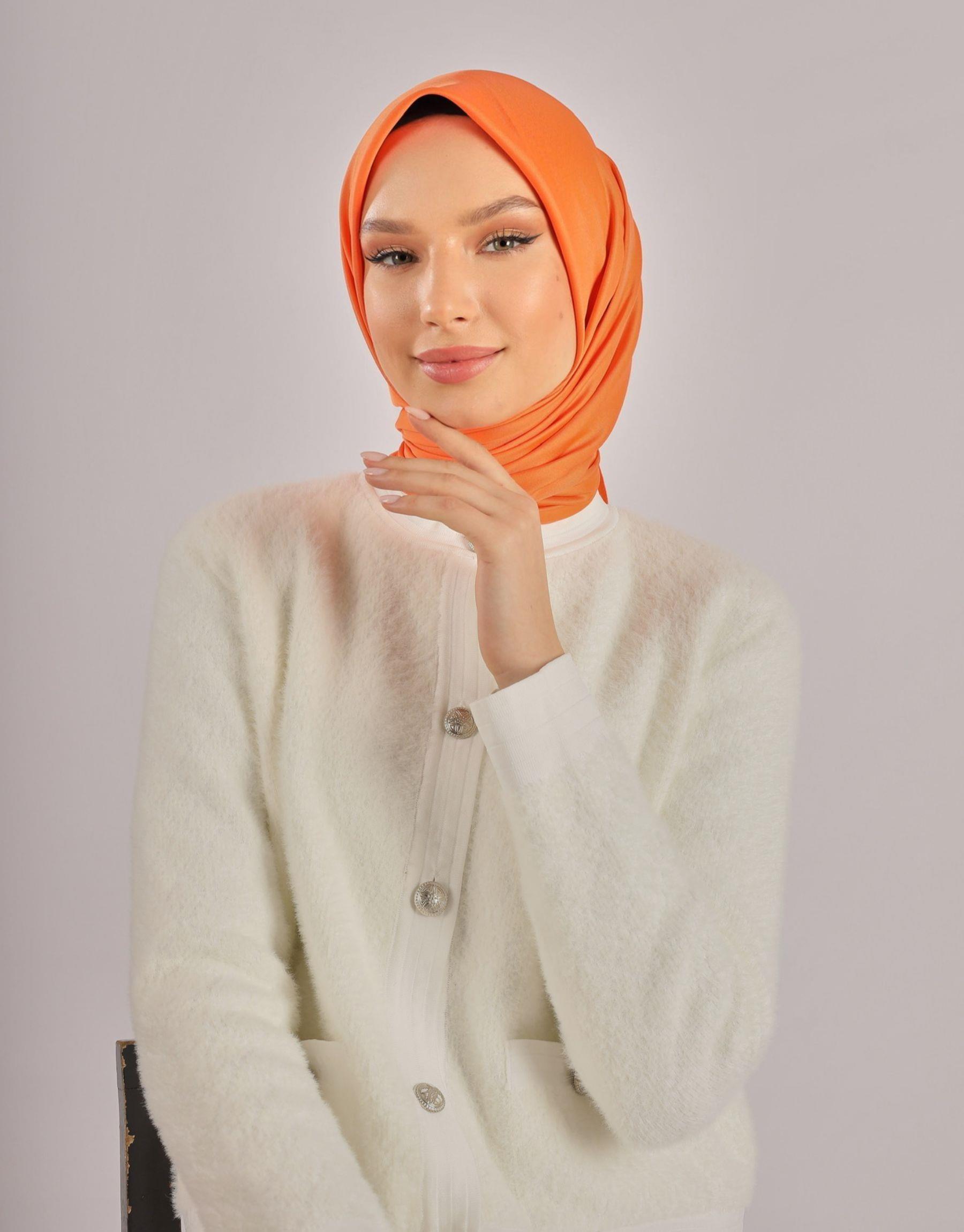 Turuncu Düz Twill Eşarp