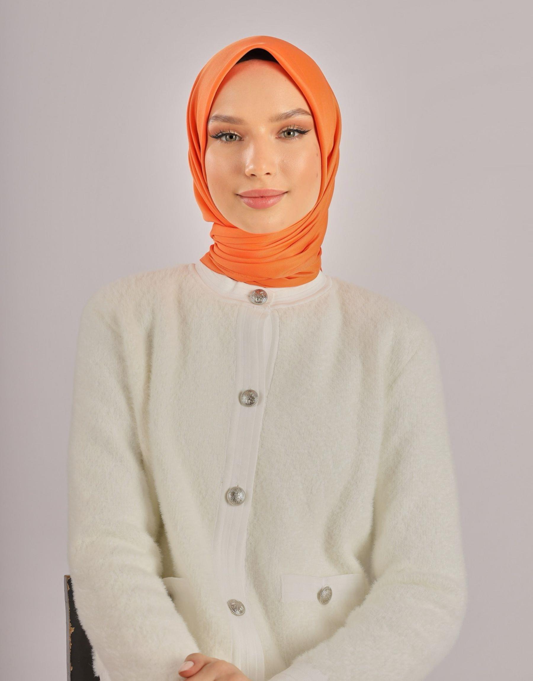 Turuncu Düz Twill Eşarp