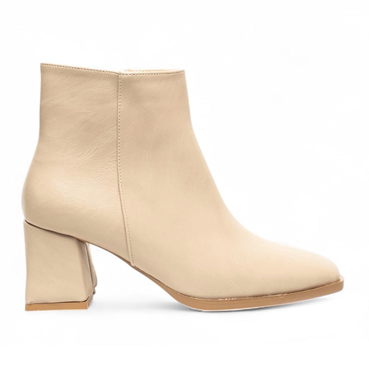 RenasRenas Zenne Bot Topuklu 6111 Cilt Bej