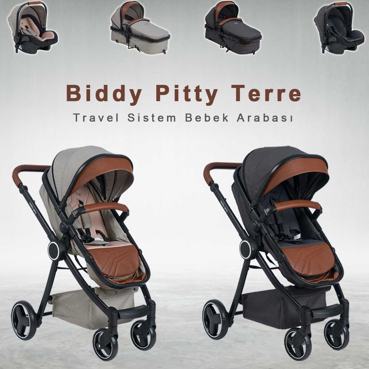 Biddy Pitty Terre Soil 2021 - Hafif Travel Sistem Bebek Arabası