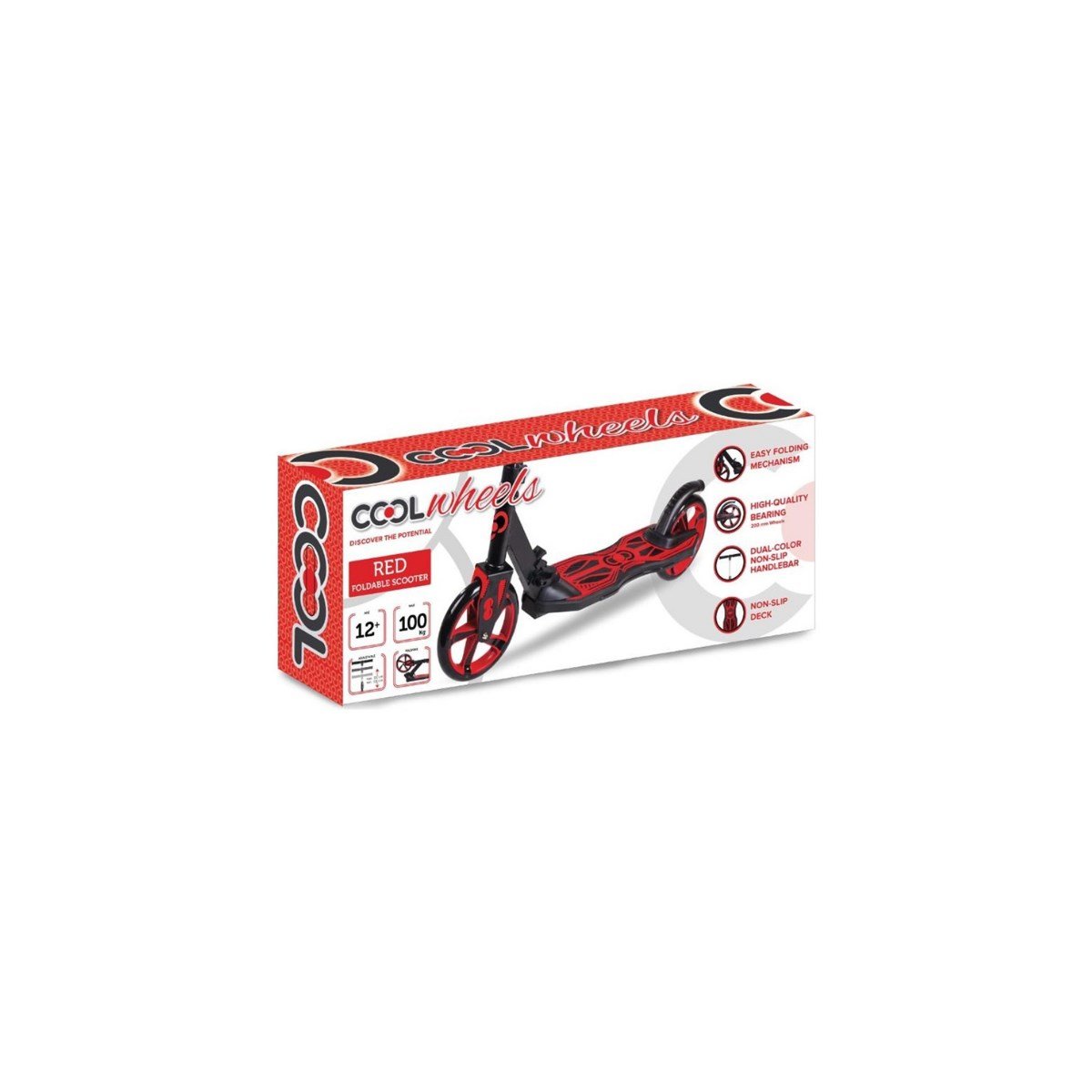 Cool Wheels Katlanır Çocuk Scooter 12+ Kırmızı