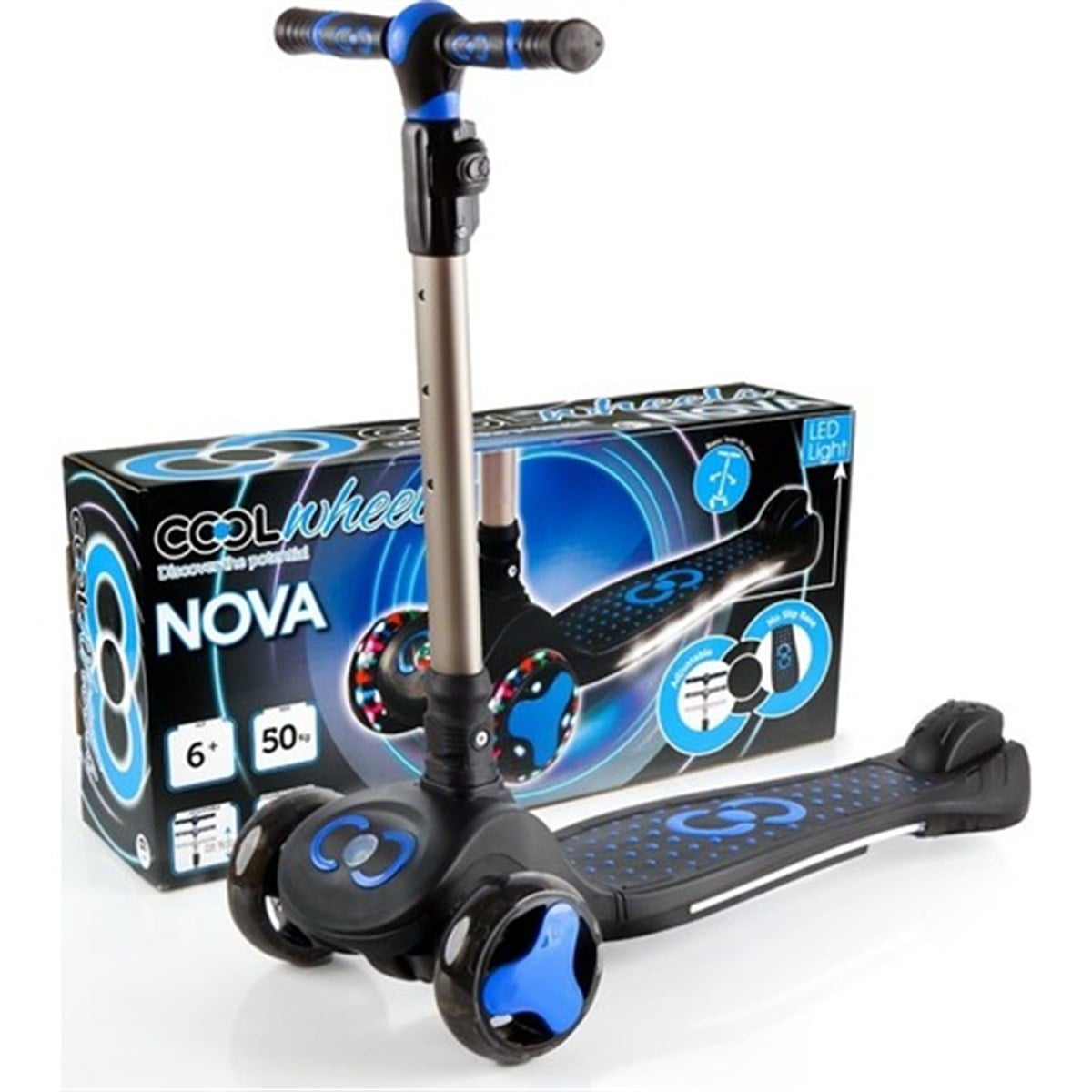 Cool Wheels Nova 3 Tekerlekli Işıklı Scooter Mavi