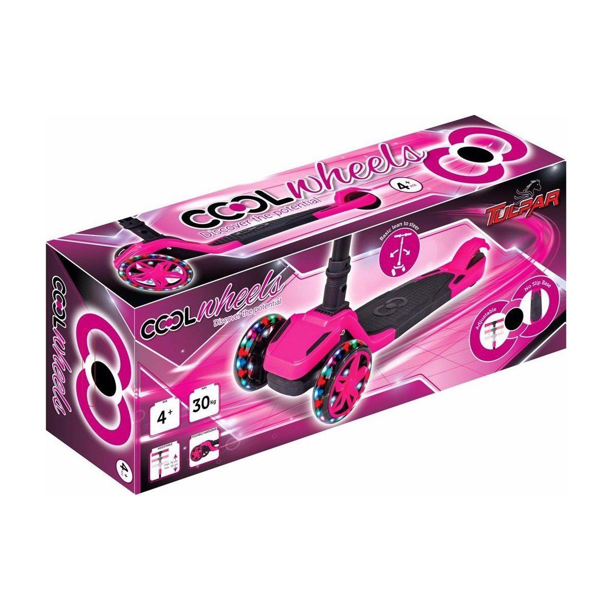 Cool Wheels Tulpar 3 Tekerlekli Işıklı Katlanır Scooter Pembe