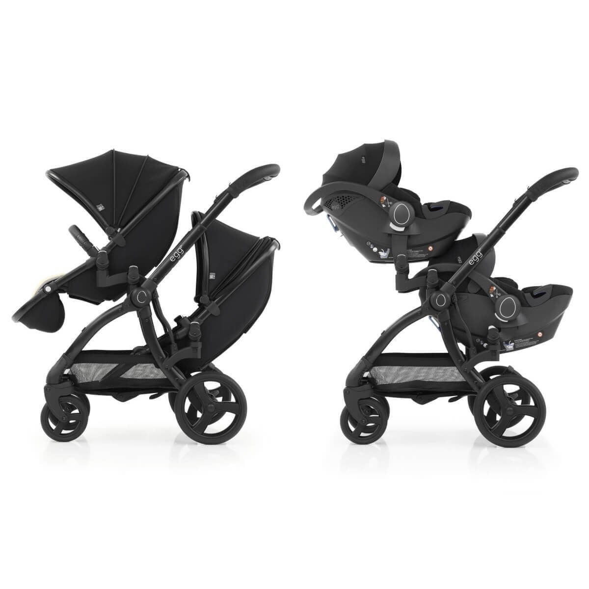 Egg2® Özel Seri Travel Set İkiz Bebek Arabası - Just Black