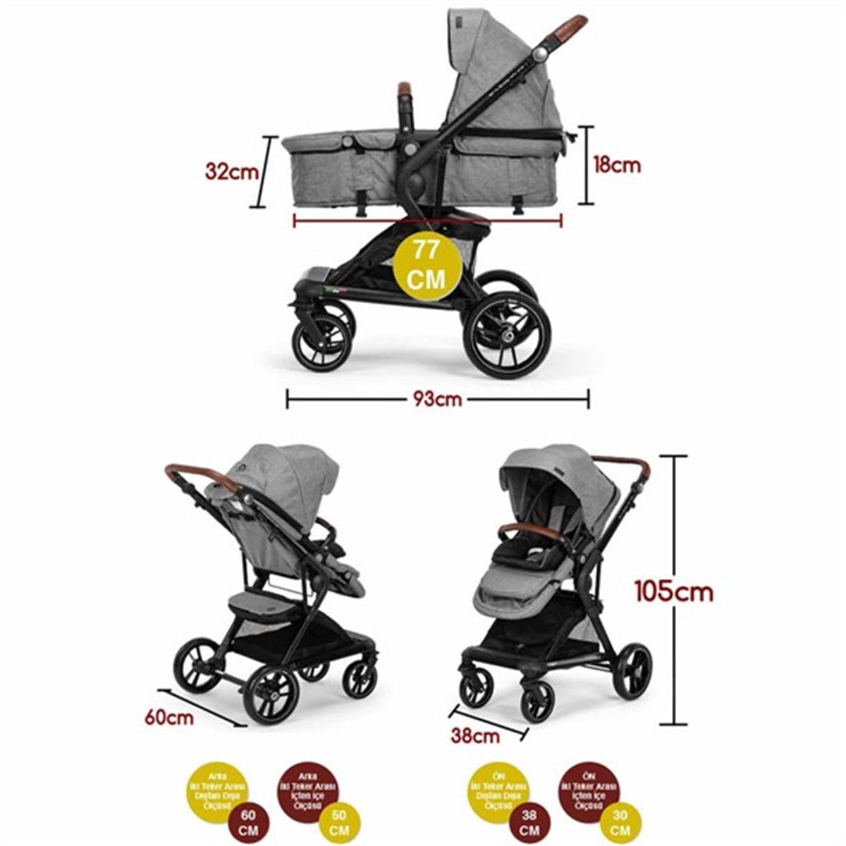 Elele Allroad 2 Travel Sistem Bebek Arabası Gri