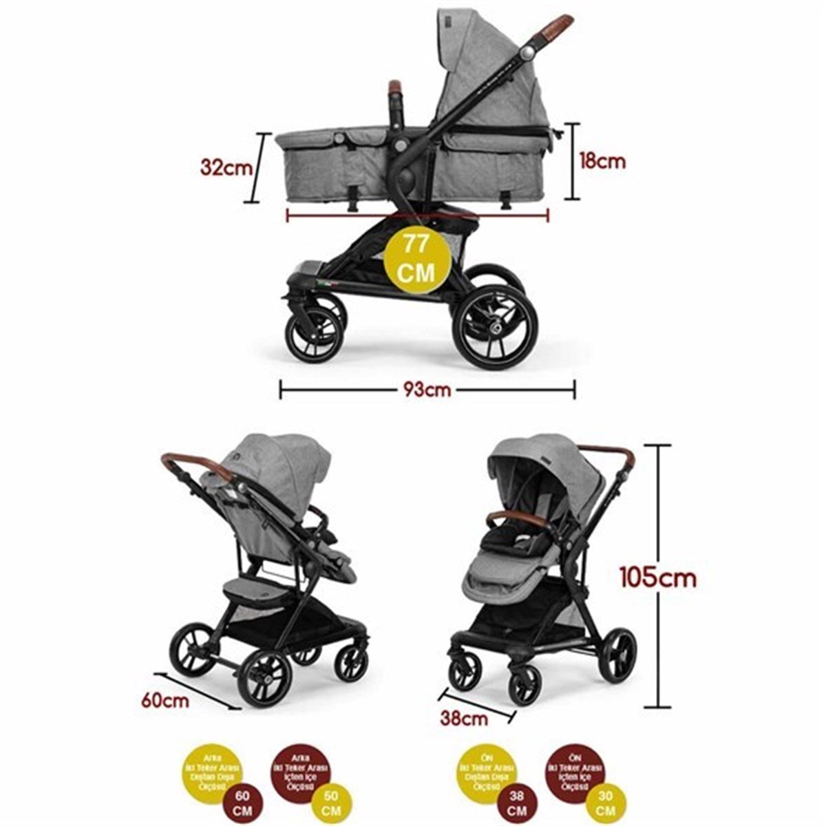 Elele Allroad 2 Travel Sistem Bebek Arabası Gri