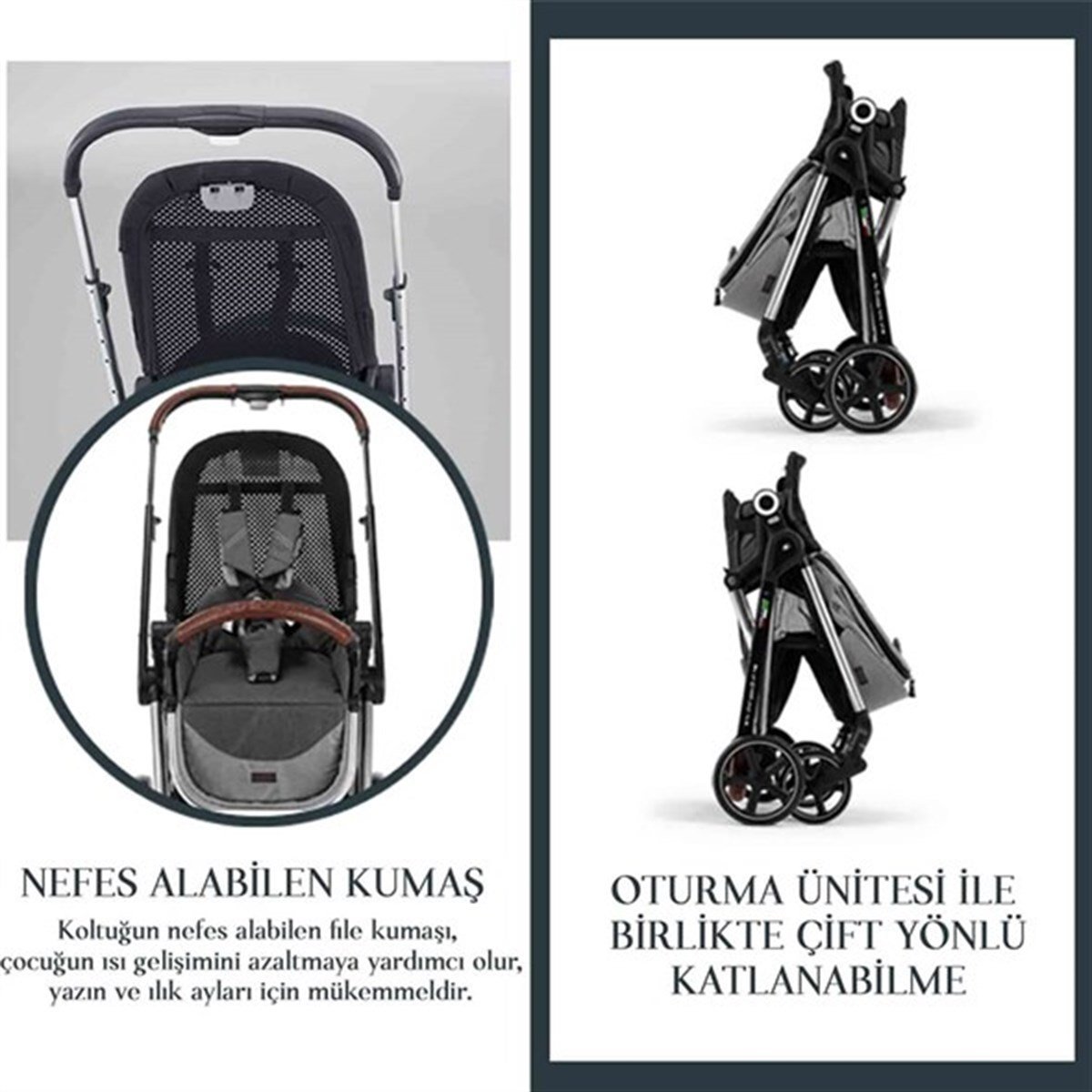 Elele Mido Travel Sistem Bebek Arabası Siyah-Gri