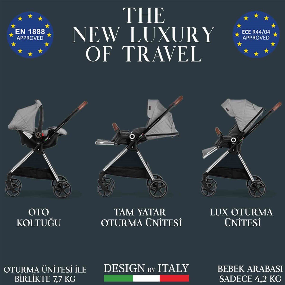Elele Mido Travel Sistem Bebek Arabası Siyah-Gri