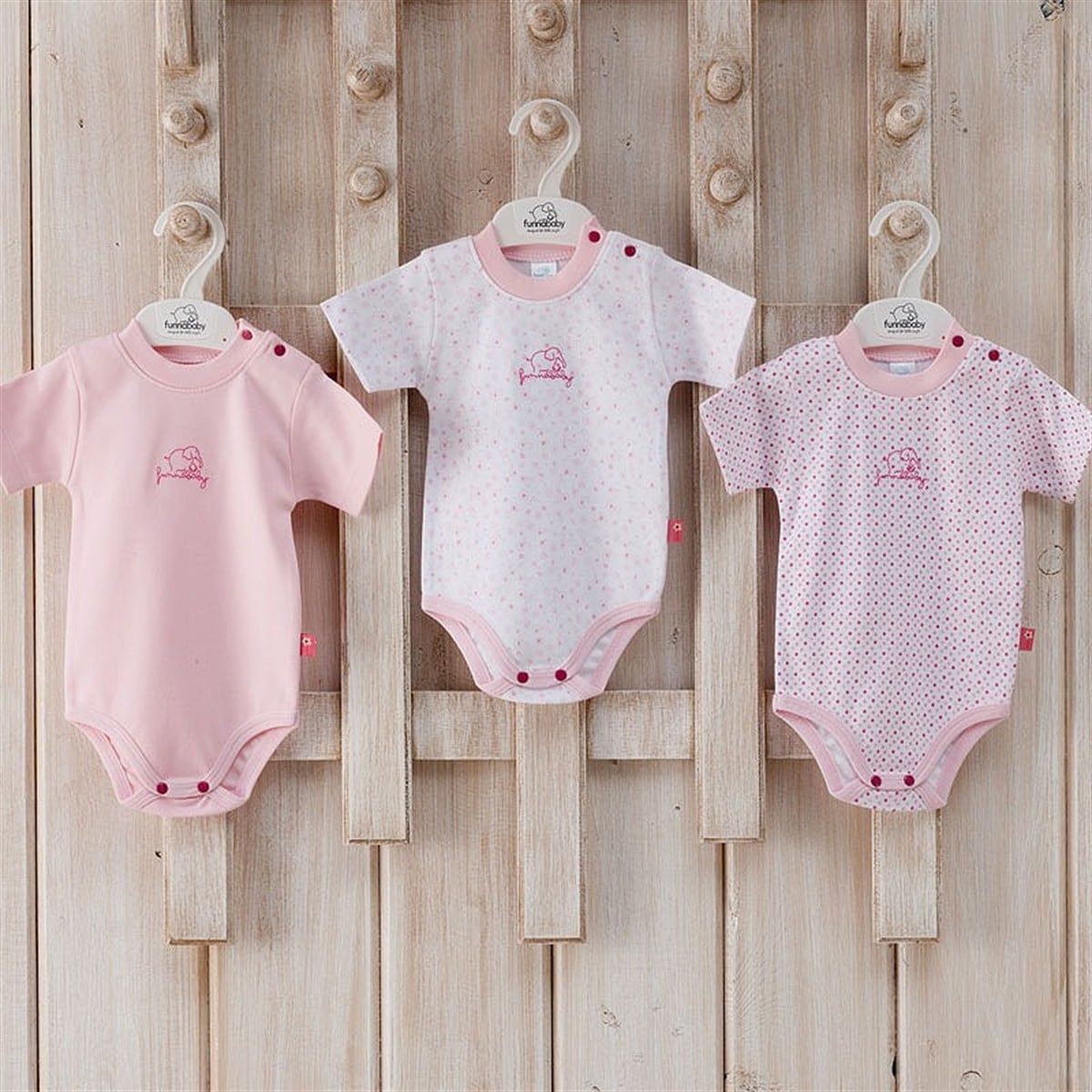 Funnababy Grandma Kısa Kollu Body 3`lü Pembe