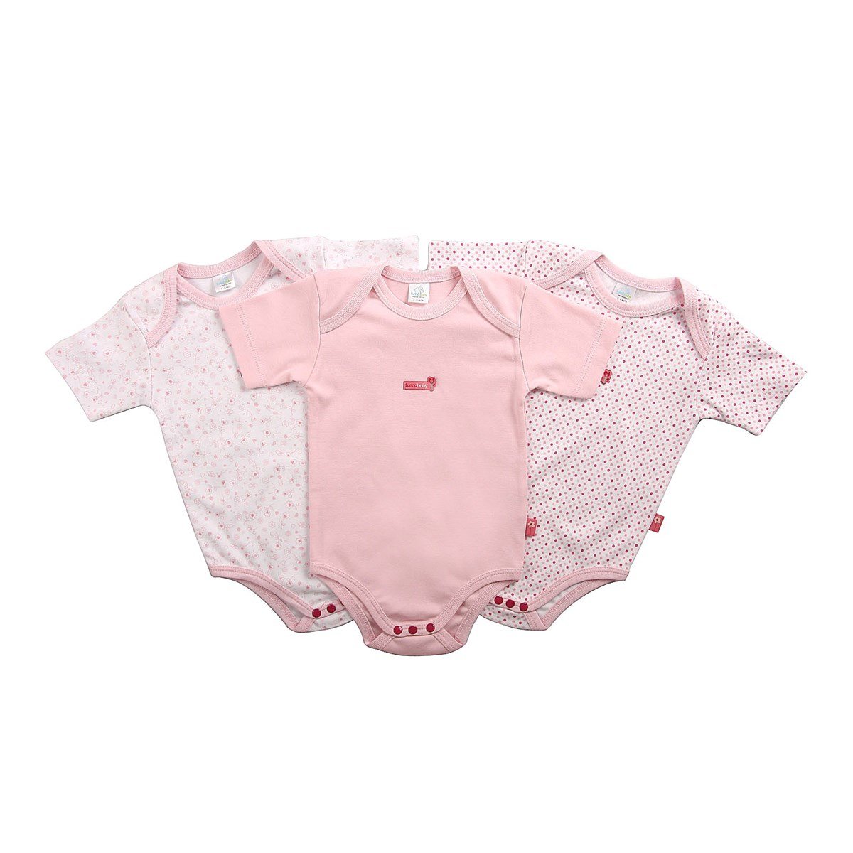 Funnababy Grandma Zarf Yaka Kısa Kollu Body 3`lü Pembe