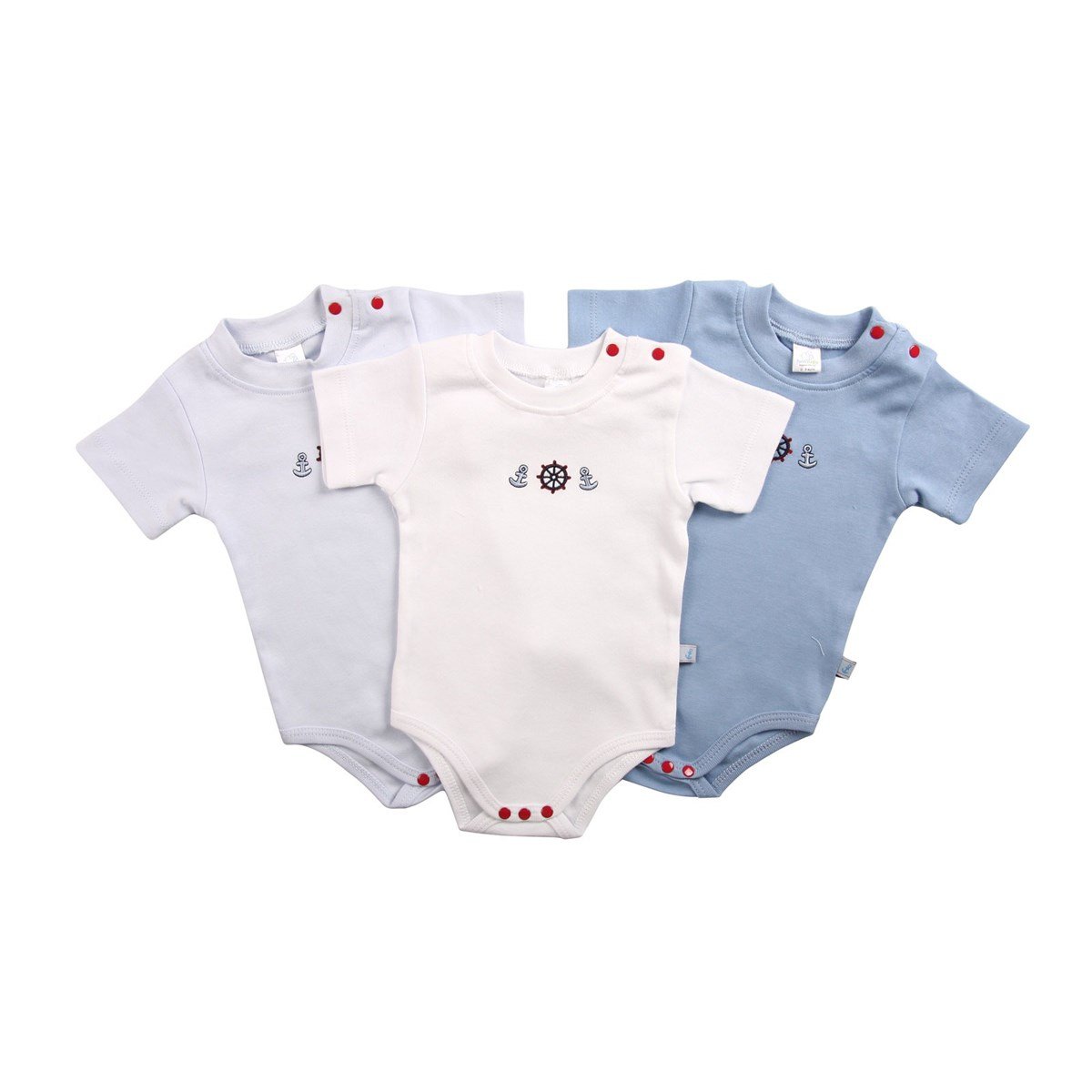 Funnababy Marine Kısa Kollu Body 3`lü Mavi